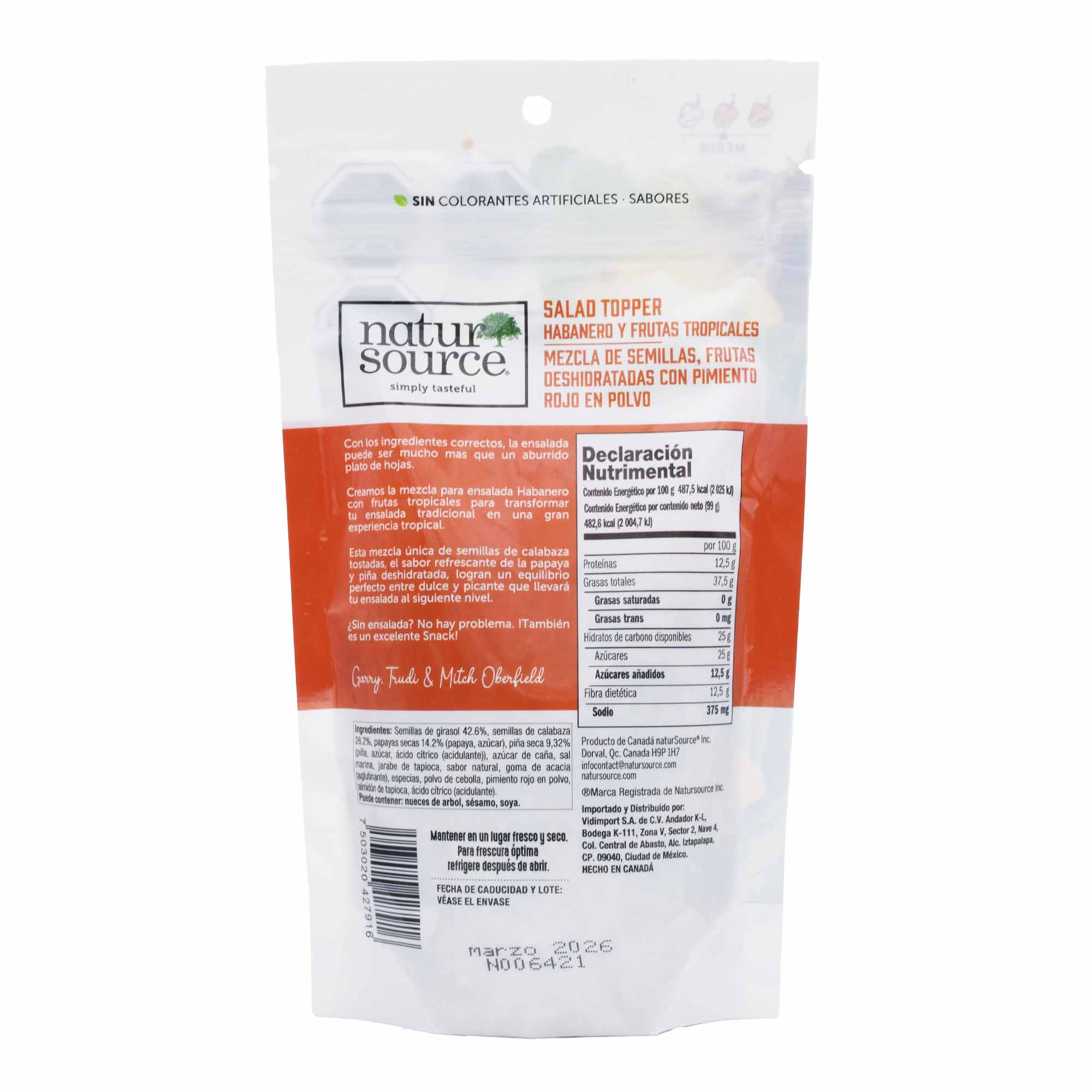 Mezcla De Semillas Frutas Deshidratadas Con Pimiento Rojo En Polvo 99 G