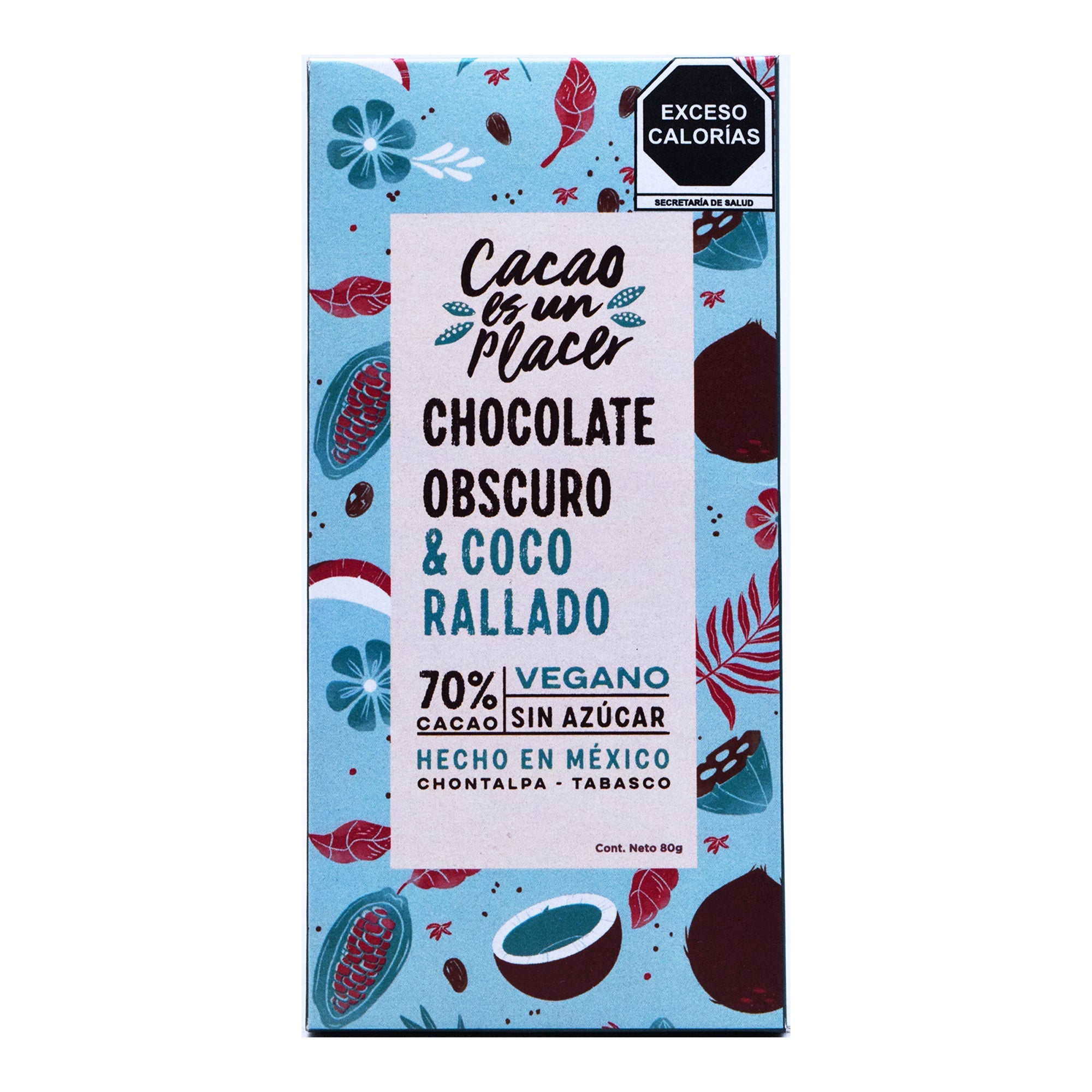 Barra De Chocolate Obscuro Con Coco Rallado 80 G