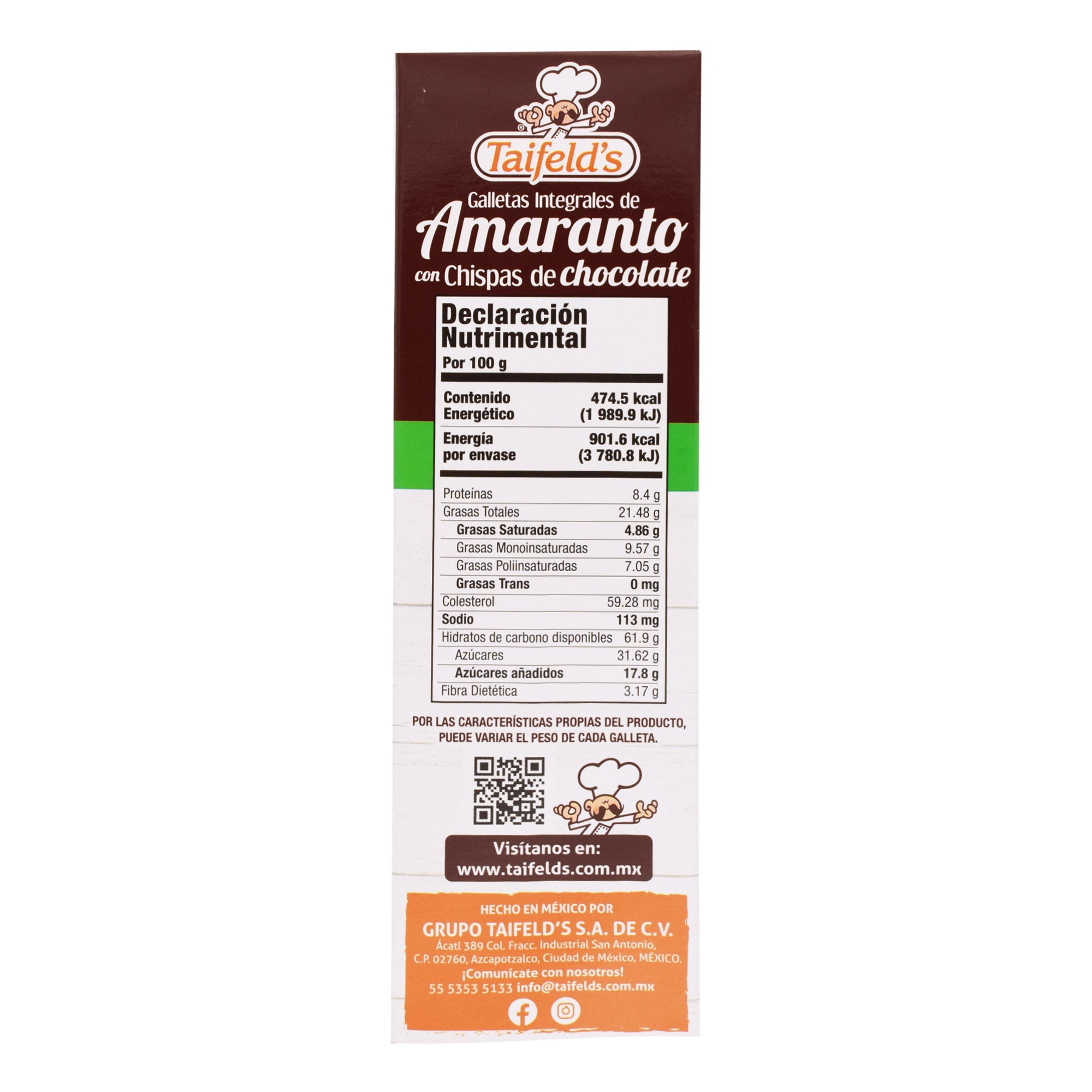 Galleta De Amaranto Chocolate 190 G