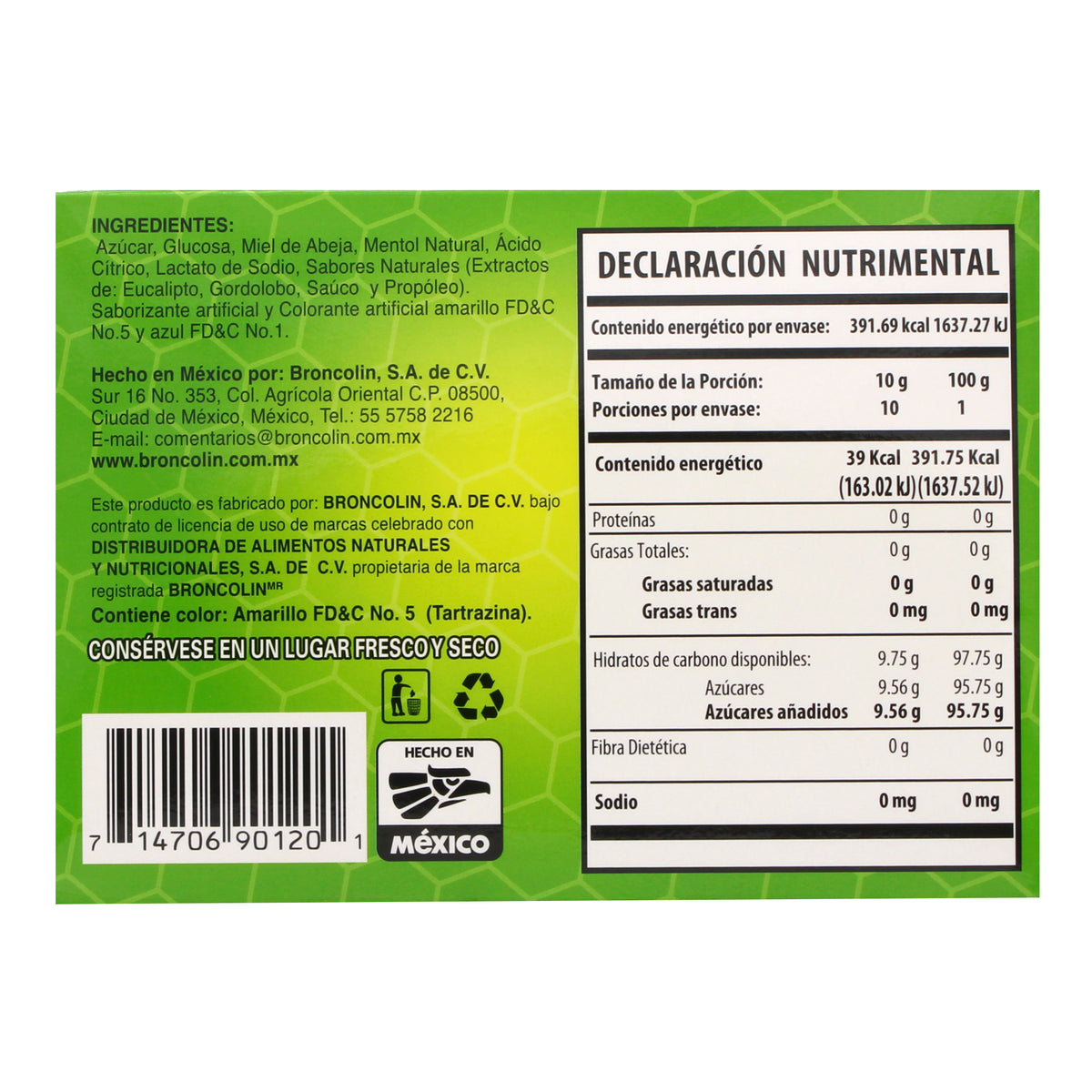 Paleta Miel Y Extractos Herbales Limon 100 G