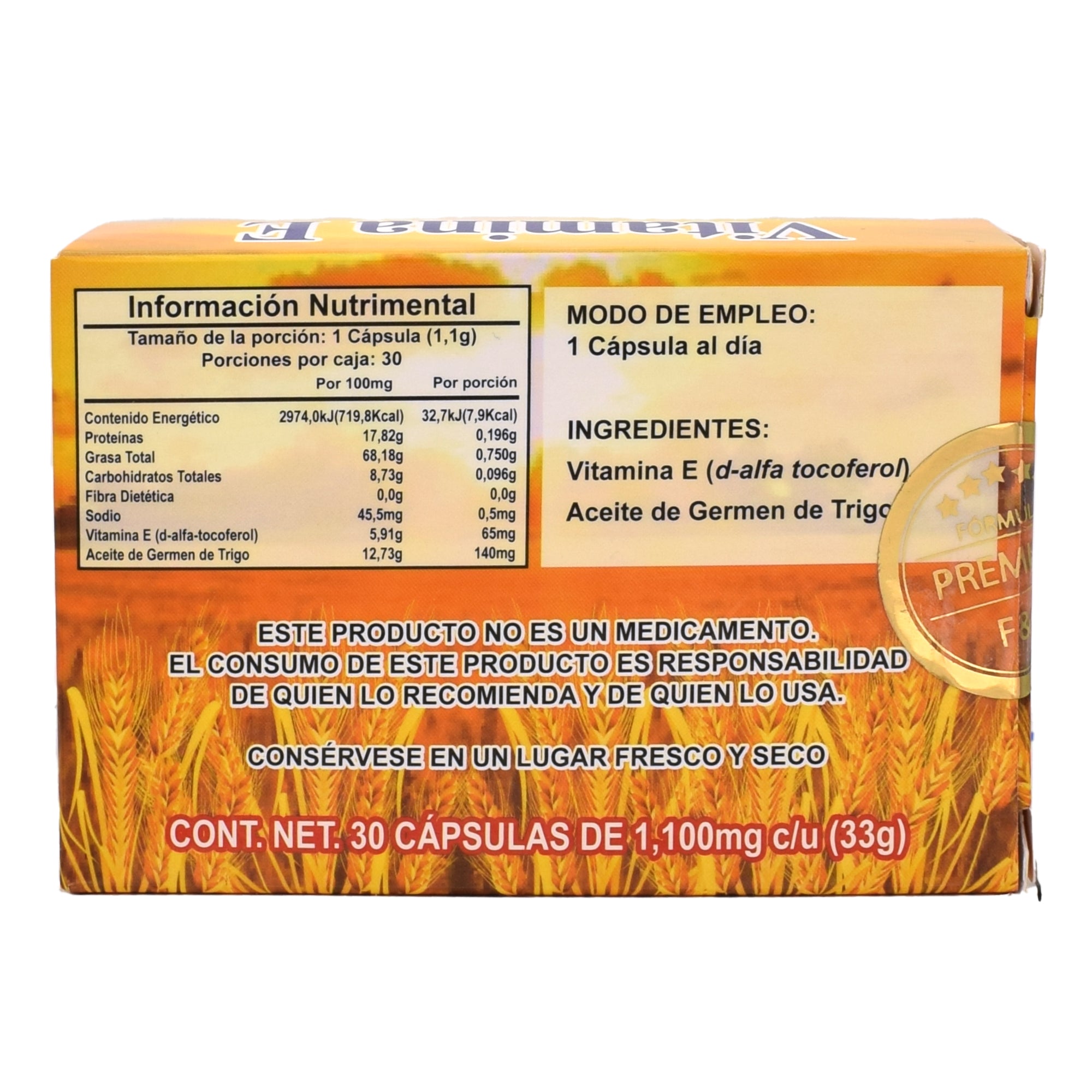 Vitamina E Con Germen De Trigo 30 Perlas