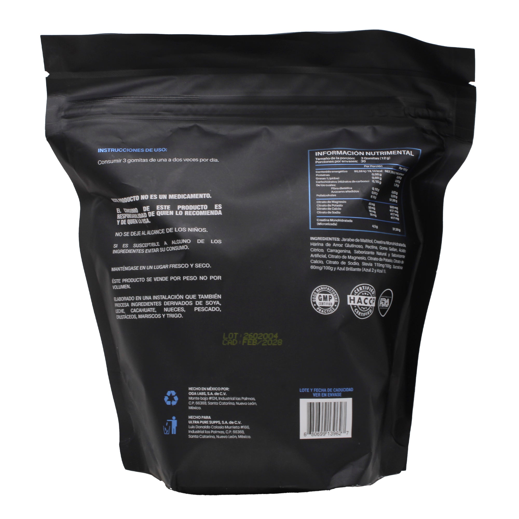 Creatina Monohidratada Electrolitos Mora Azul 90 Gomitas