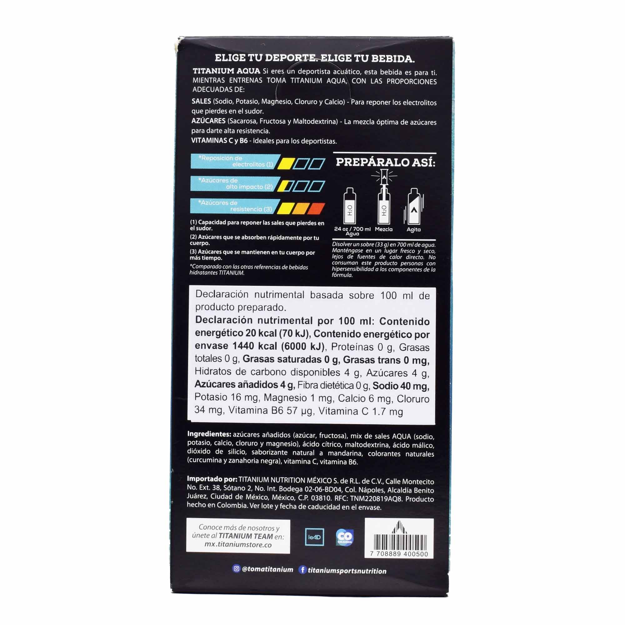 Bebida Hidratante Aqua Mandarina 33 G (PAQUETE 12)