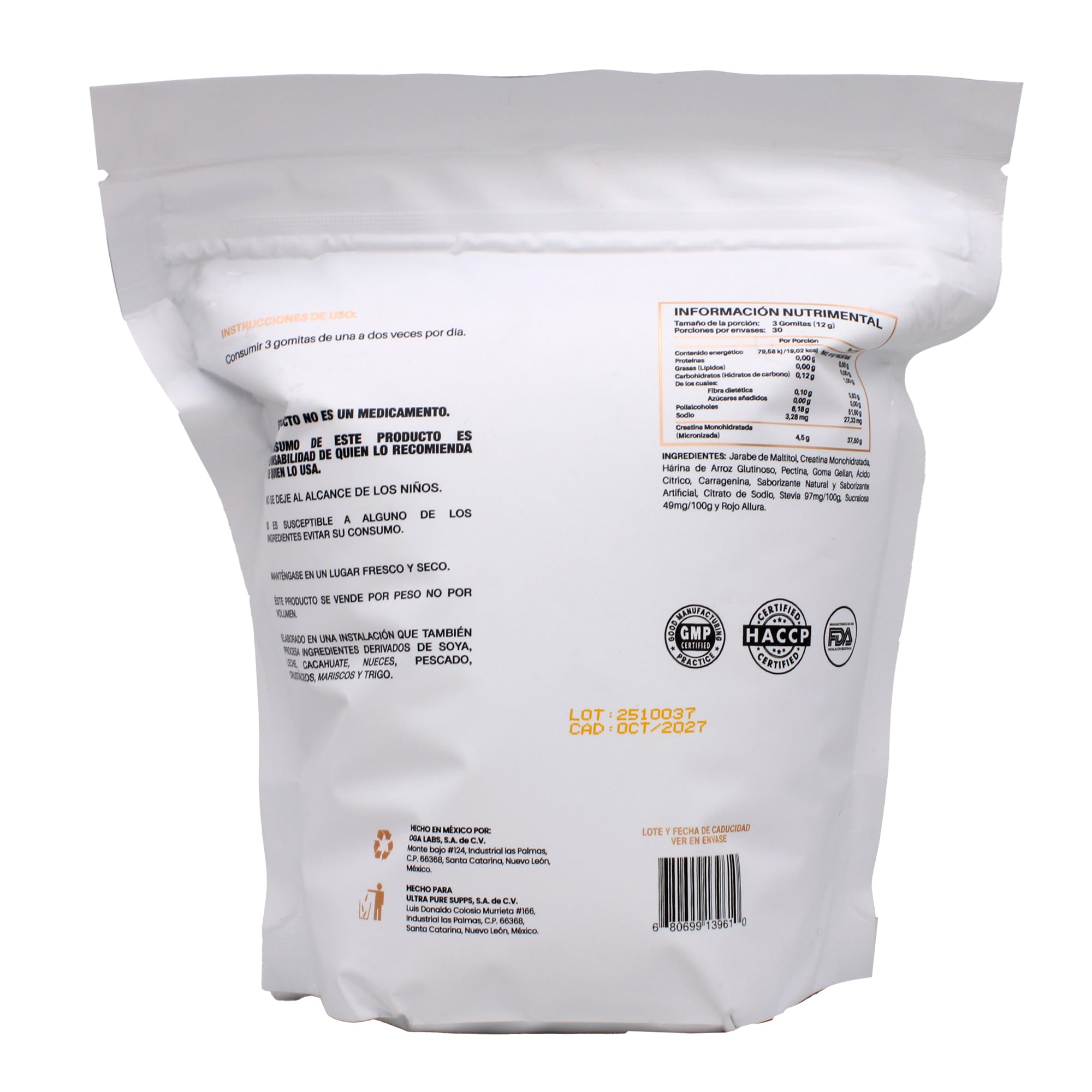 Creatina Monohidratada Frutos Rojos 90 Gomitas