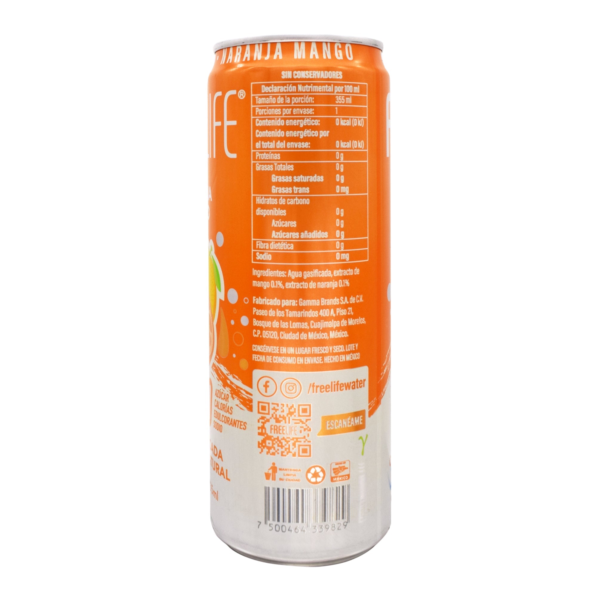 Agua Gasificada Naranja Mango 355 Ml