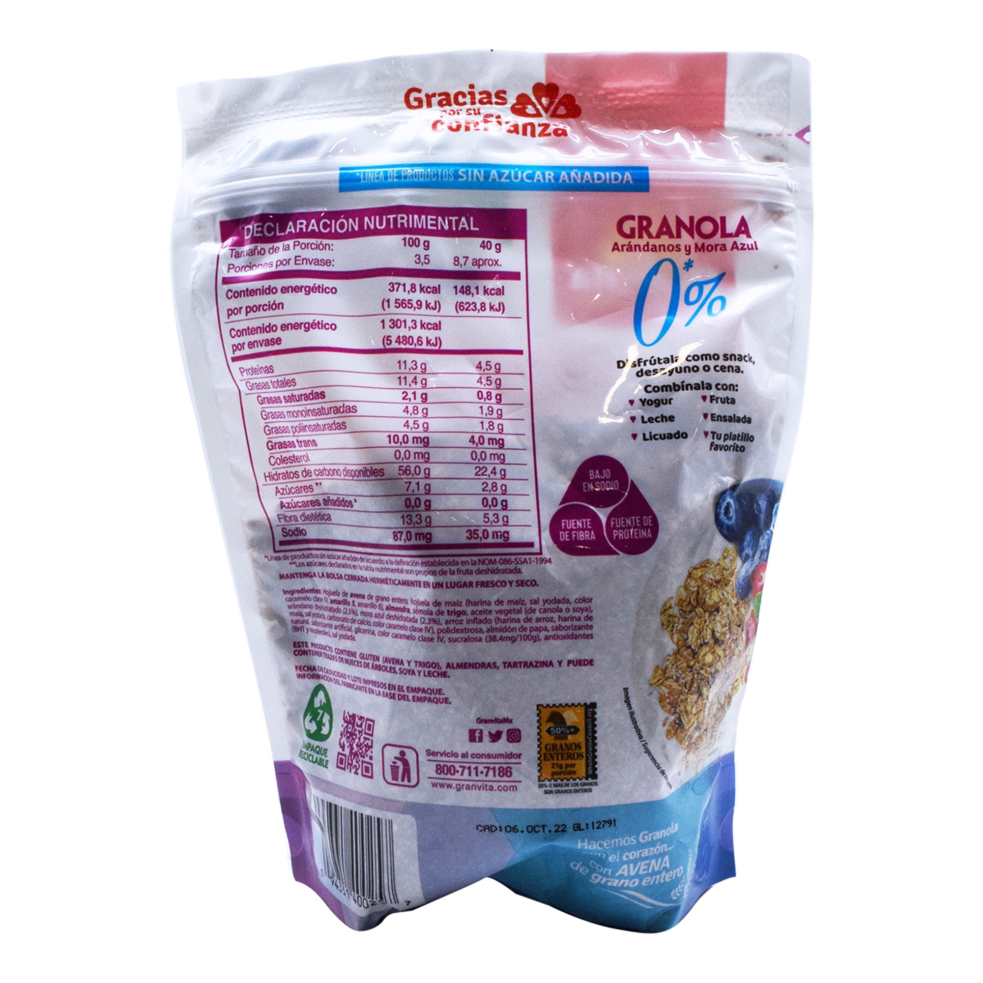 Granola 0% Azucar Con Arandanos 350 G