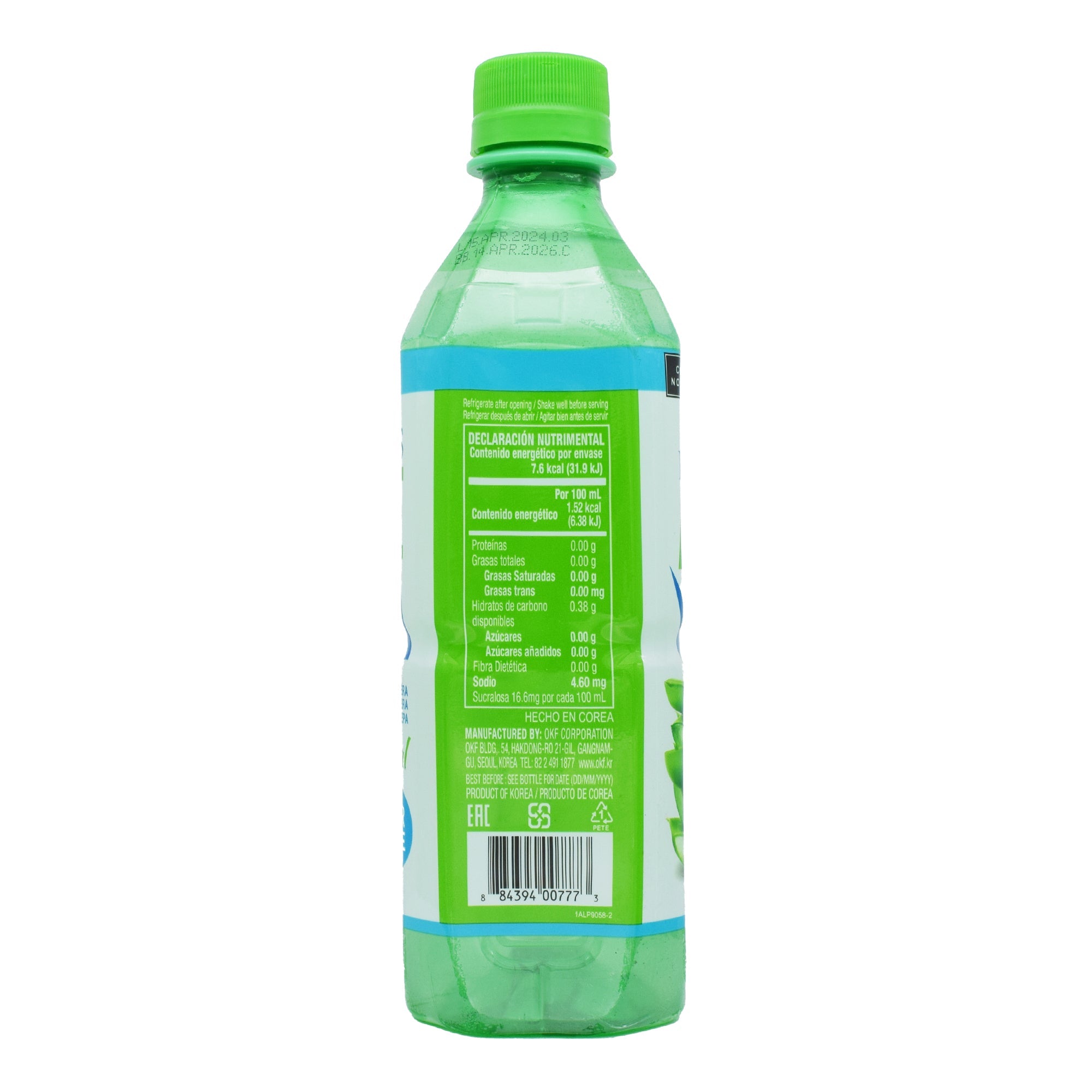 Bebida Aloe Vera Sin Azucar 500 Ml