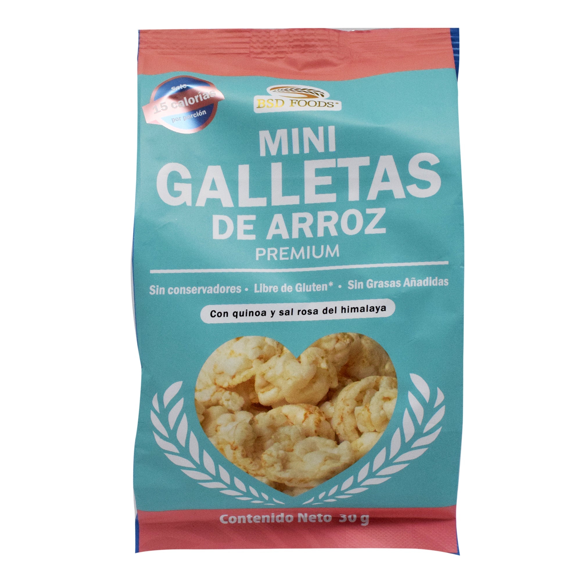 Mini Galletas De Arroz Con Quinoa Y Sal Rosa 30 G