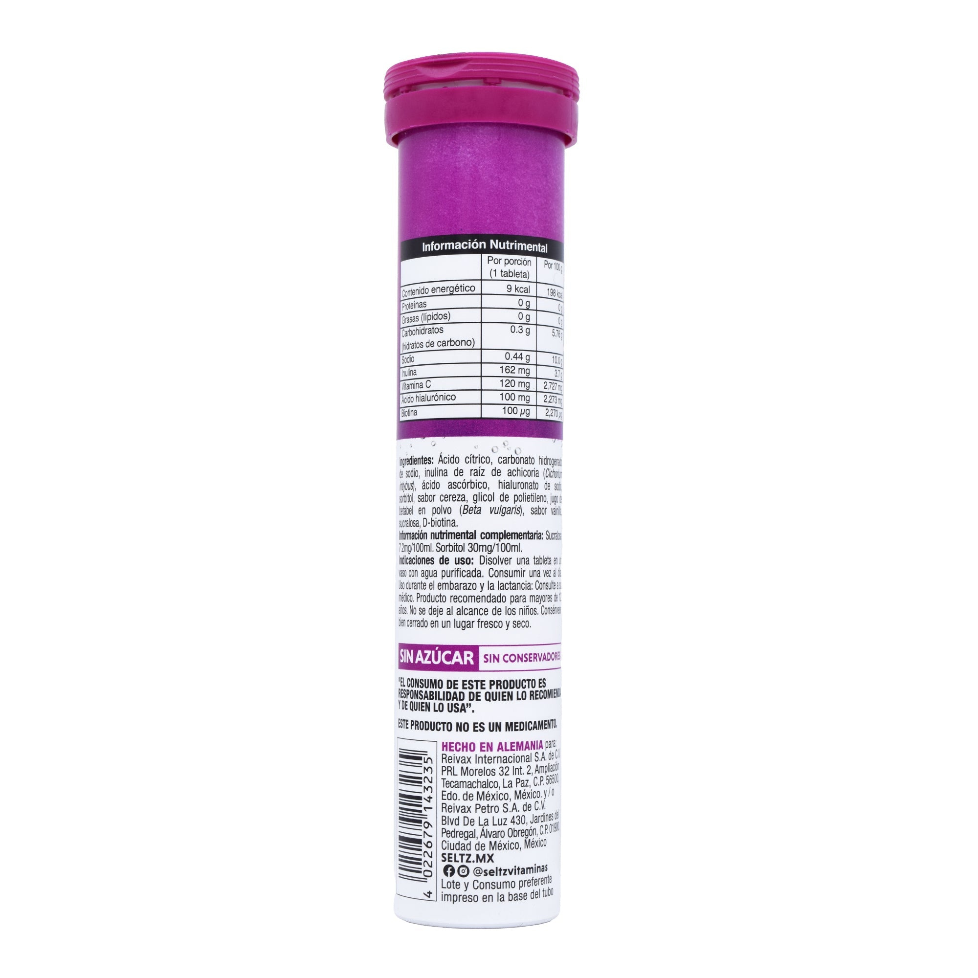 Efervecentes Acido Hialuronico Biotina Cereza Vainilla 20 Tab