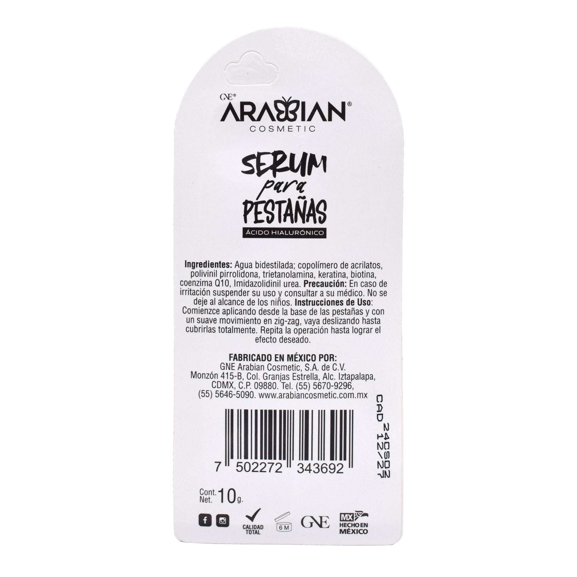 Serum Para Pestañas Acido Hialuronico 10 G