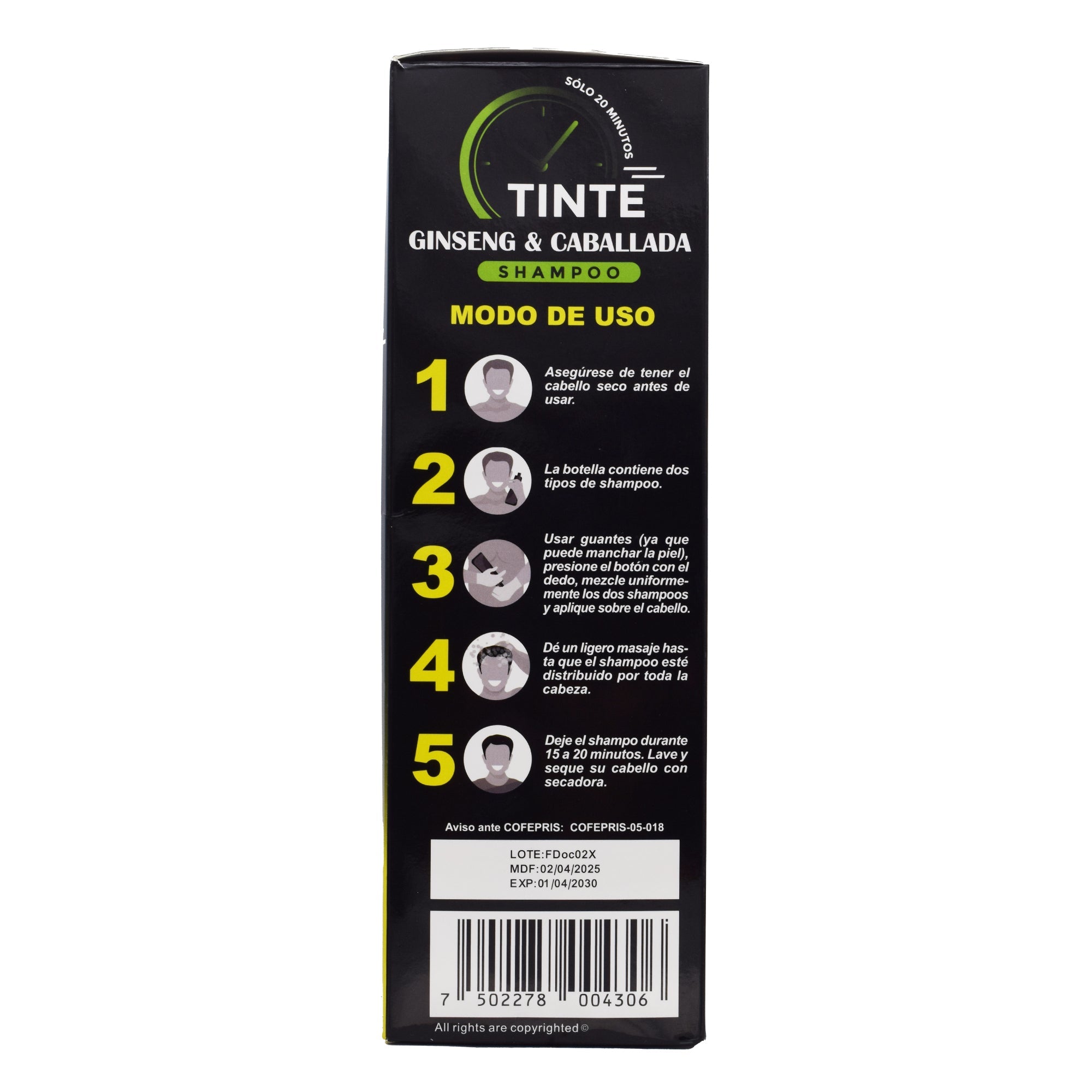 Shampoo Tinte Castaño Ginseng Caballada 450 Ml