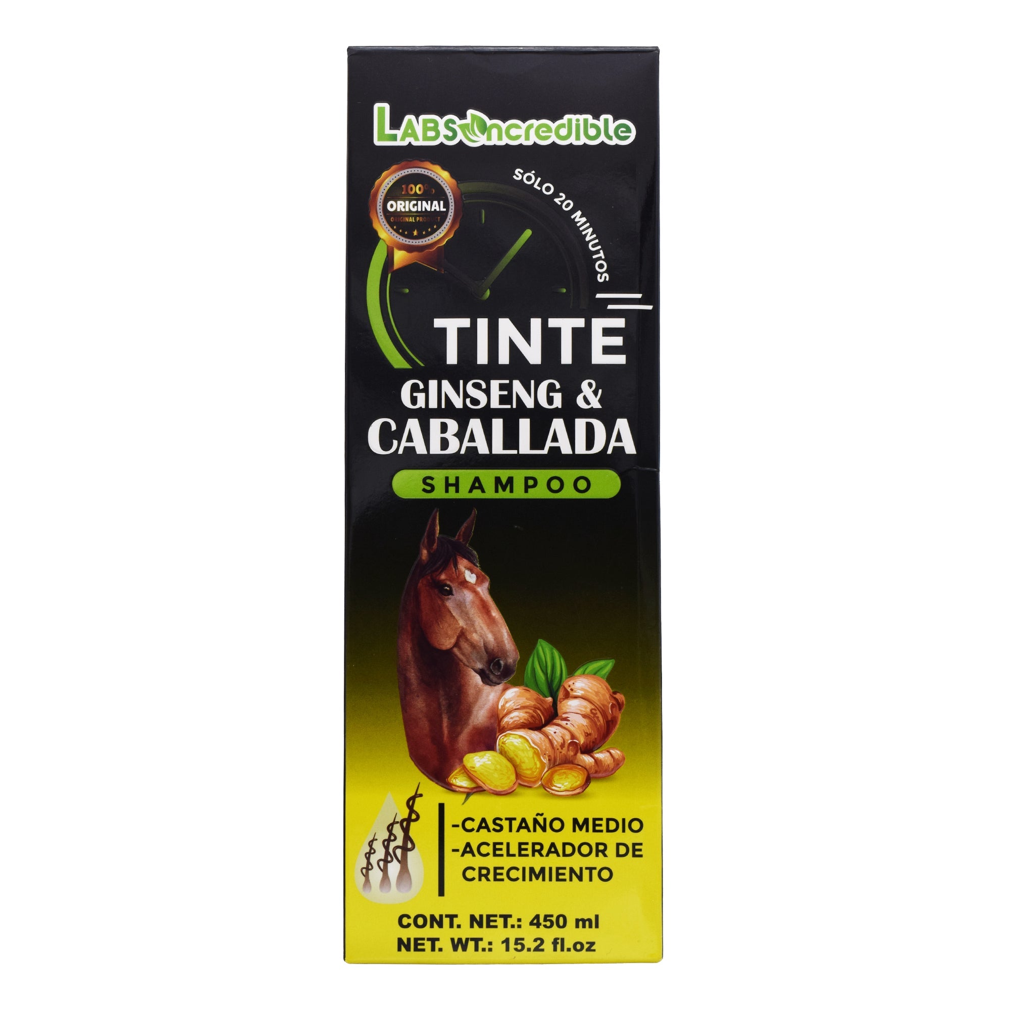 Shampoo Tinte Castaño Ginseng Caballada 450 Ml