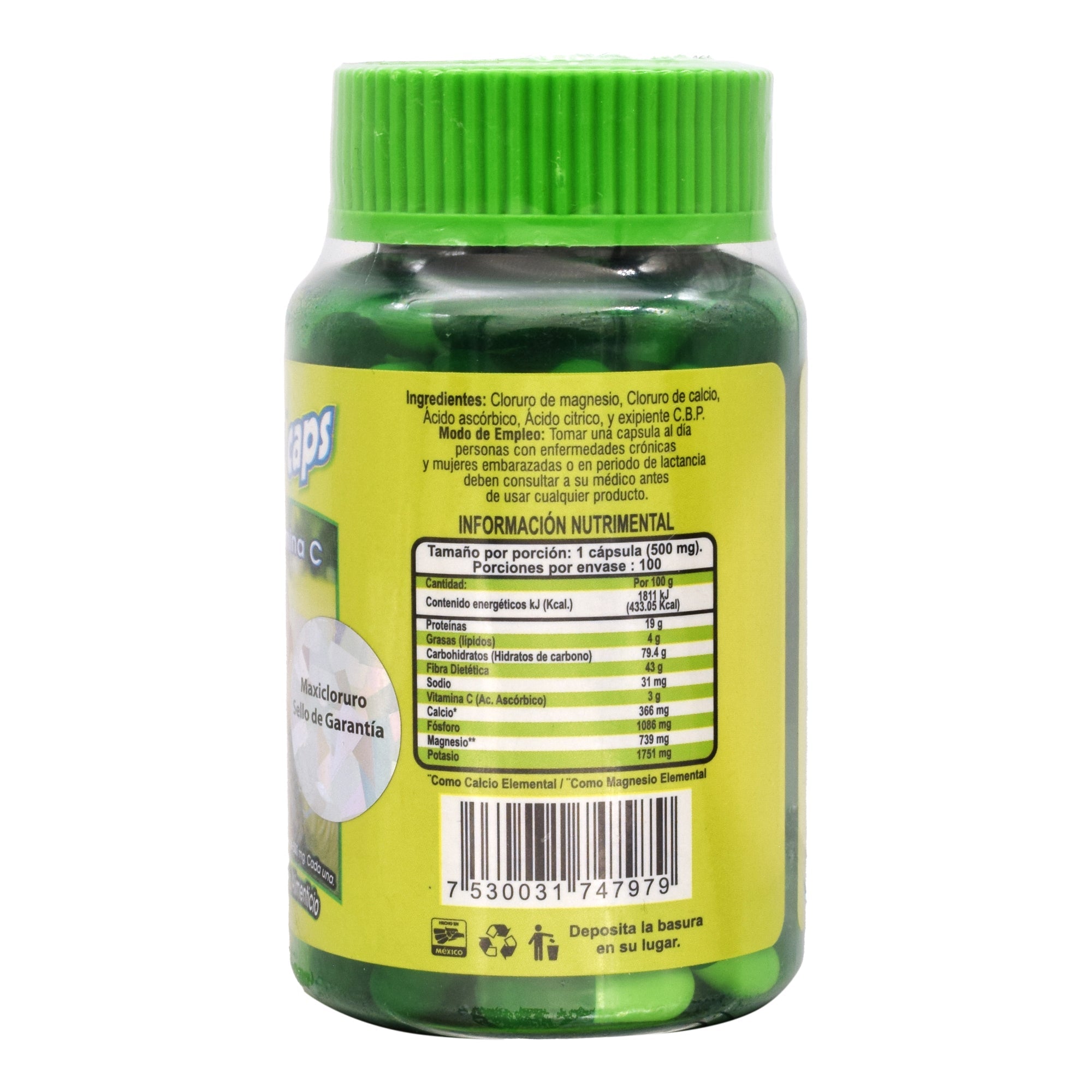 Cloruro De Magnesio Con Vit C 100 Cap