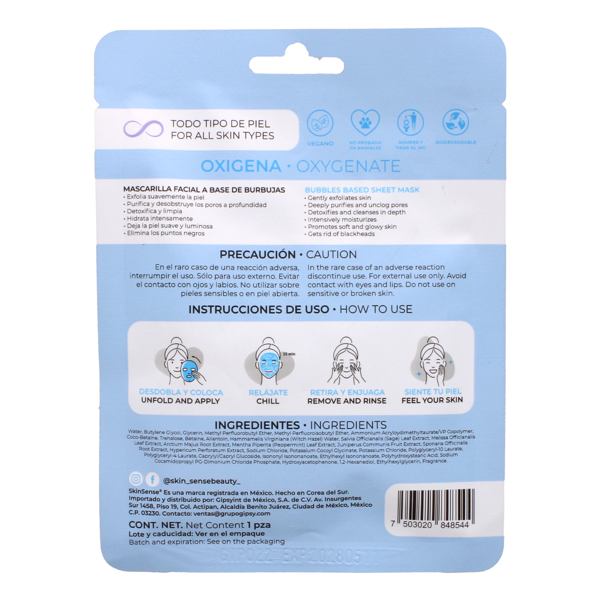 Mascarilla Facial Burbujas De Oxigeno 25 G