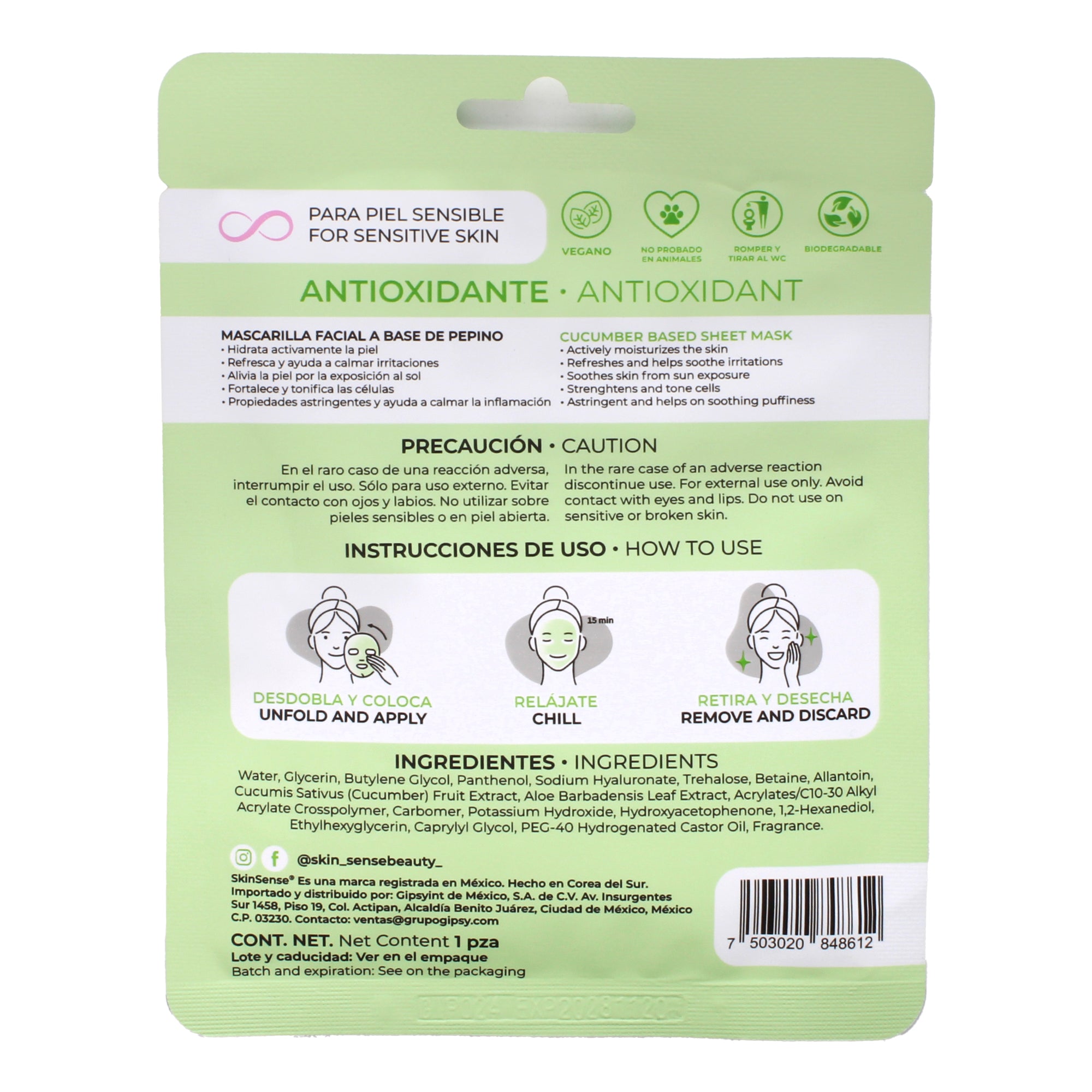 Mascarilla Facial Pepino 25 G