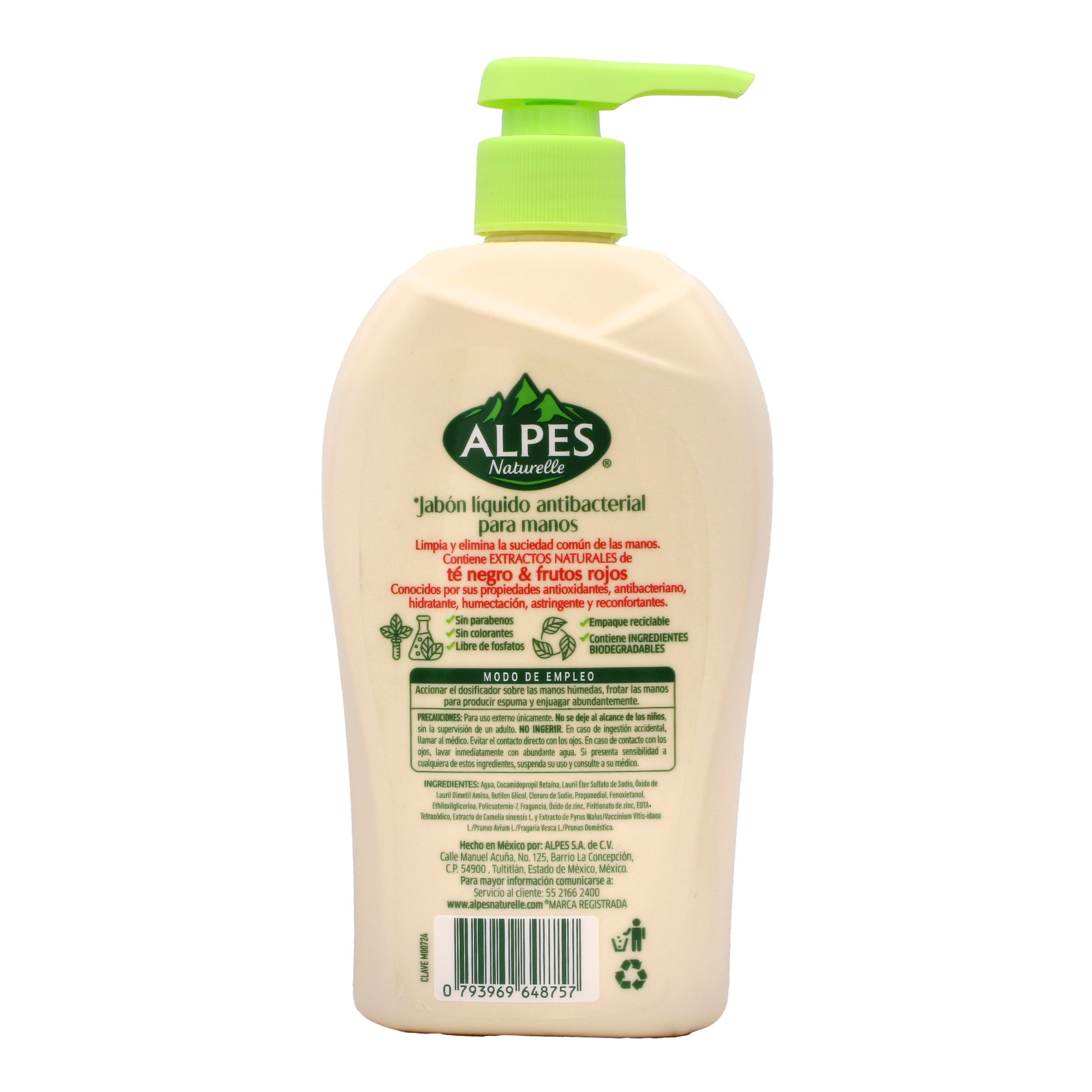 Jabon Antibacterial Te Negro Y Frutos Rojos 500 Ml