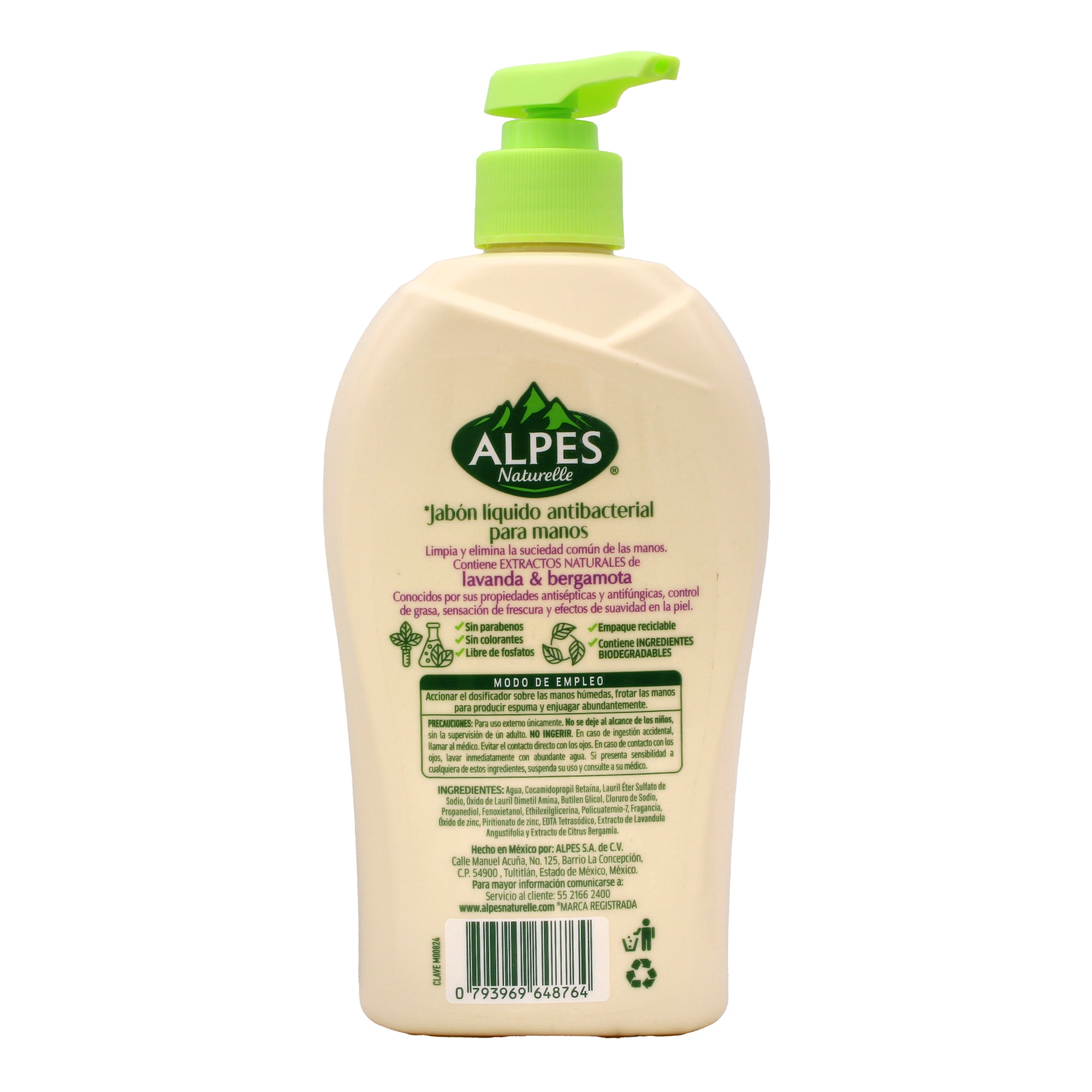 Jabon Antibacterial Lavanda Y Bergamota 500 Ml