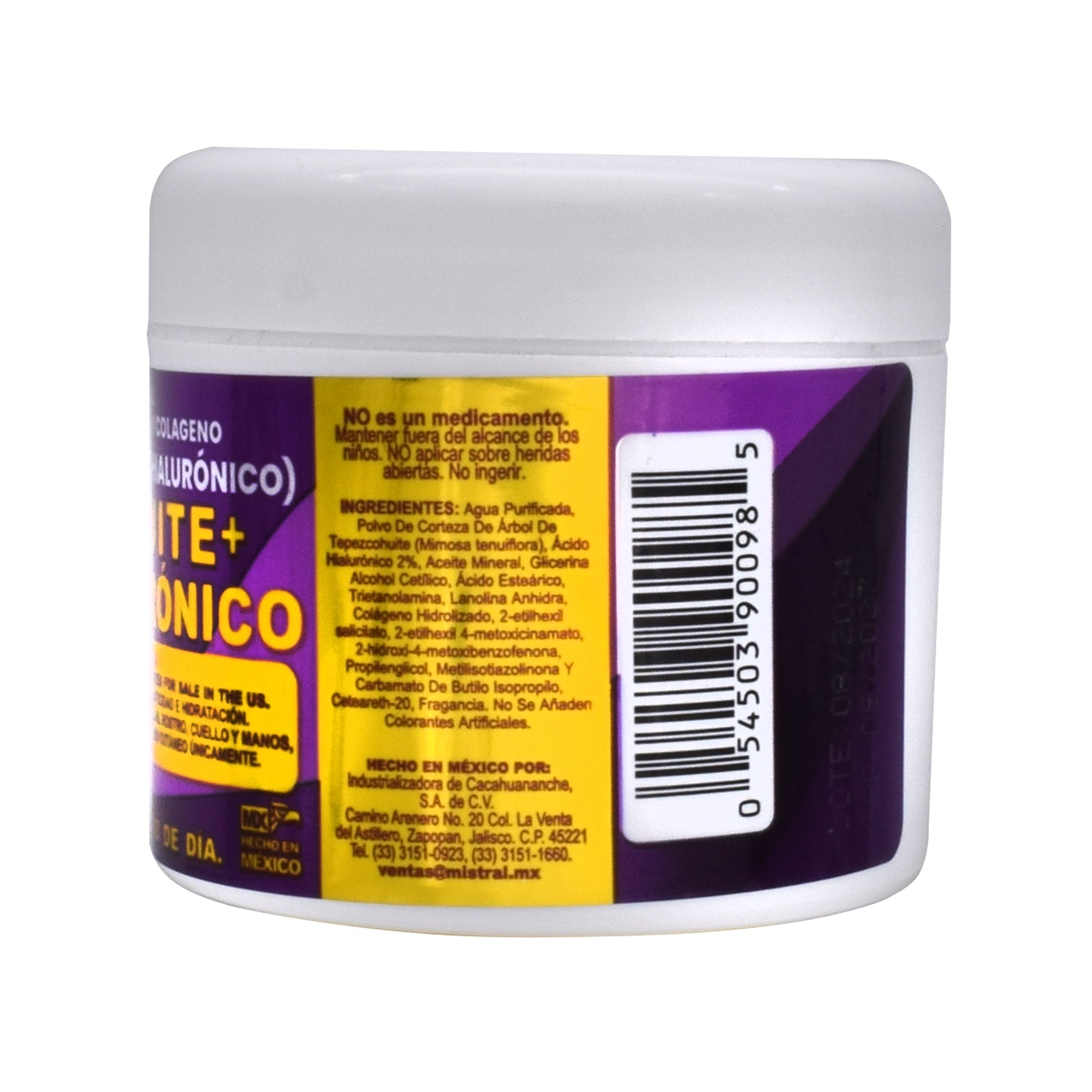 Crema De Tepezcohuite Acido Hialuronico Dia 120 G