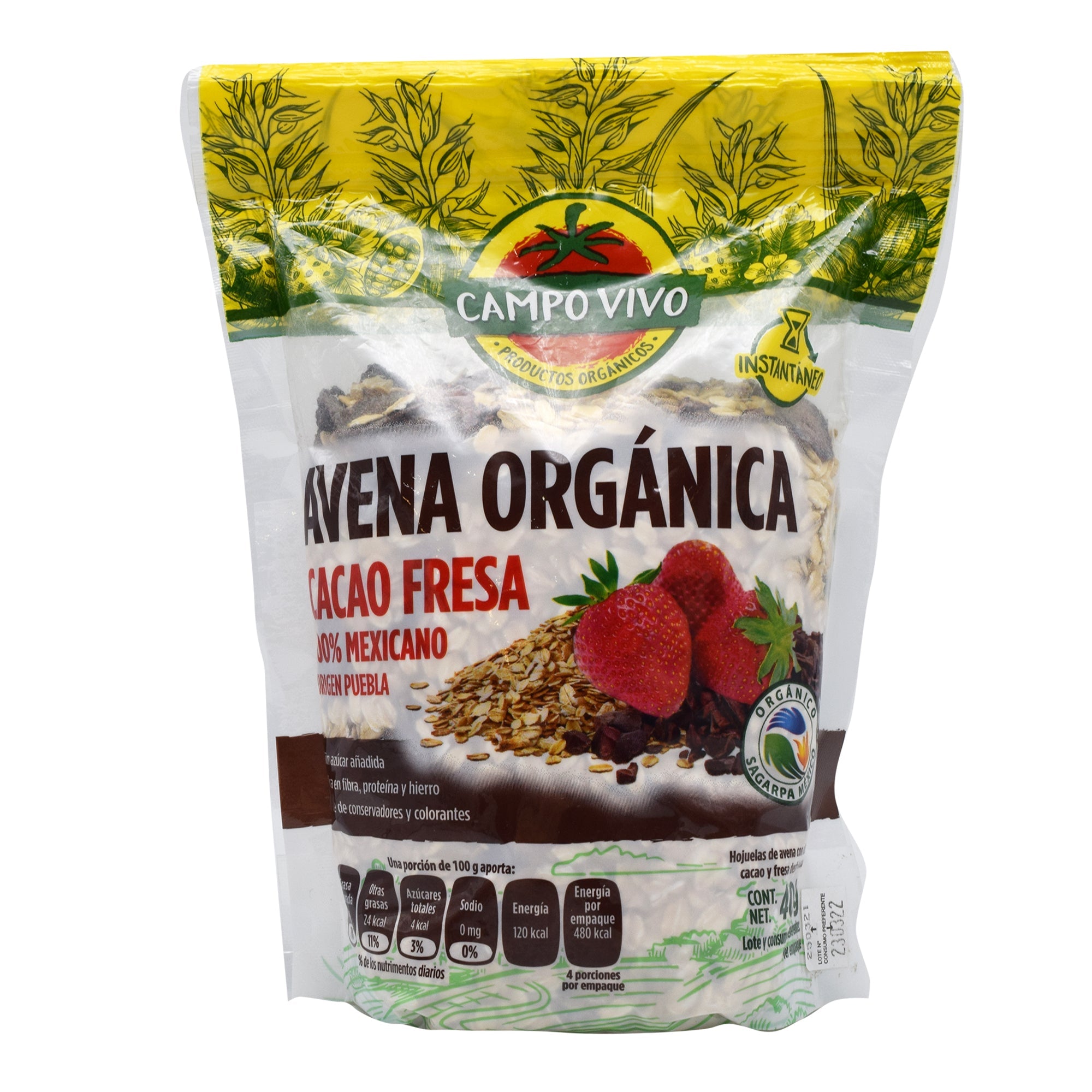 Avena Organica Cacao Fresa 400 G