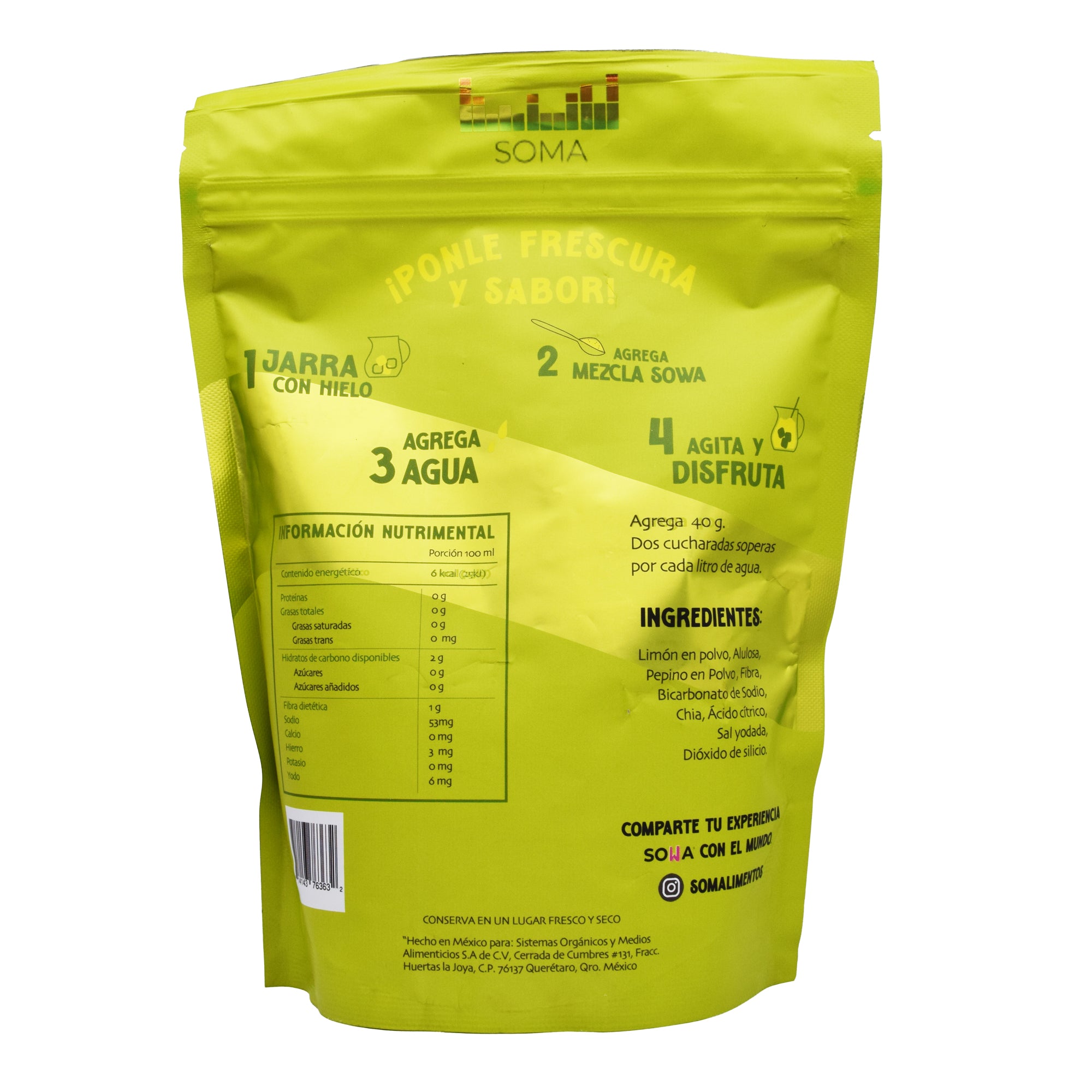 Pulpa Pepino Jugo De Limon Chia 500 G