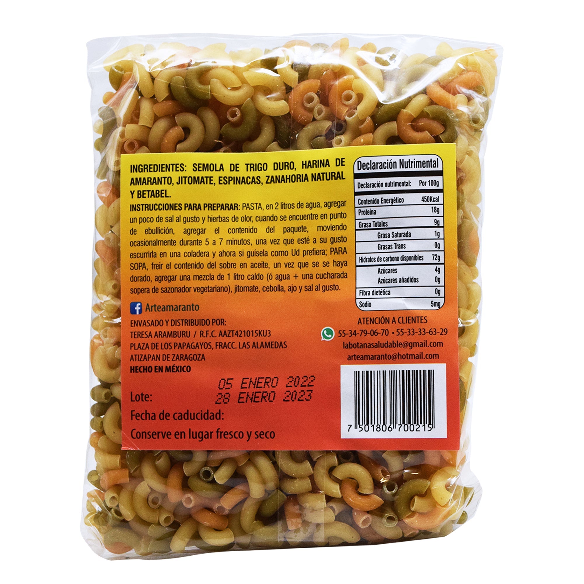 Pasta Integral Amaranto Codito  200 G