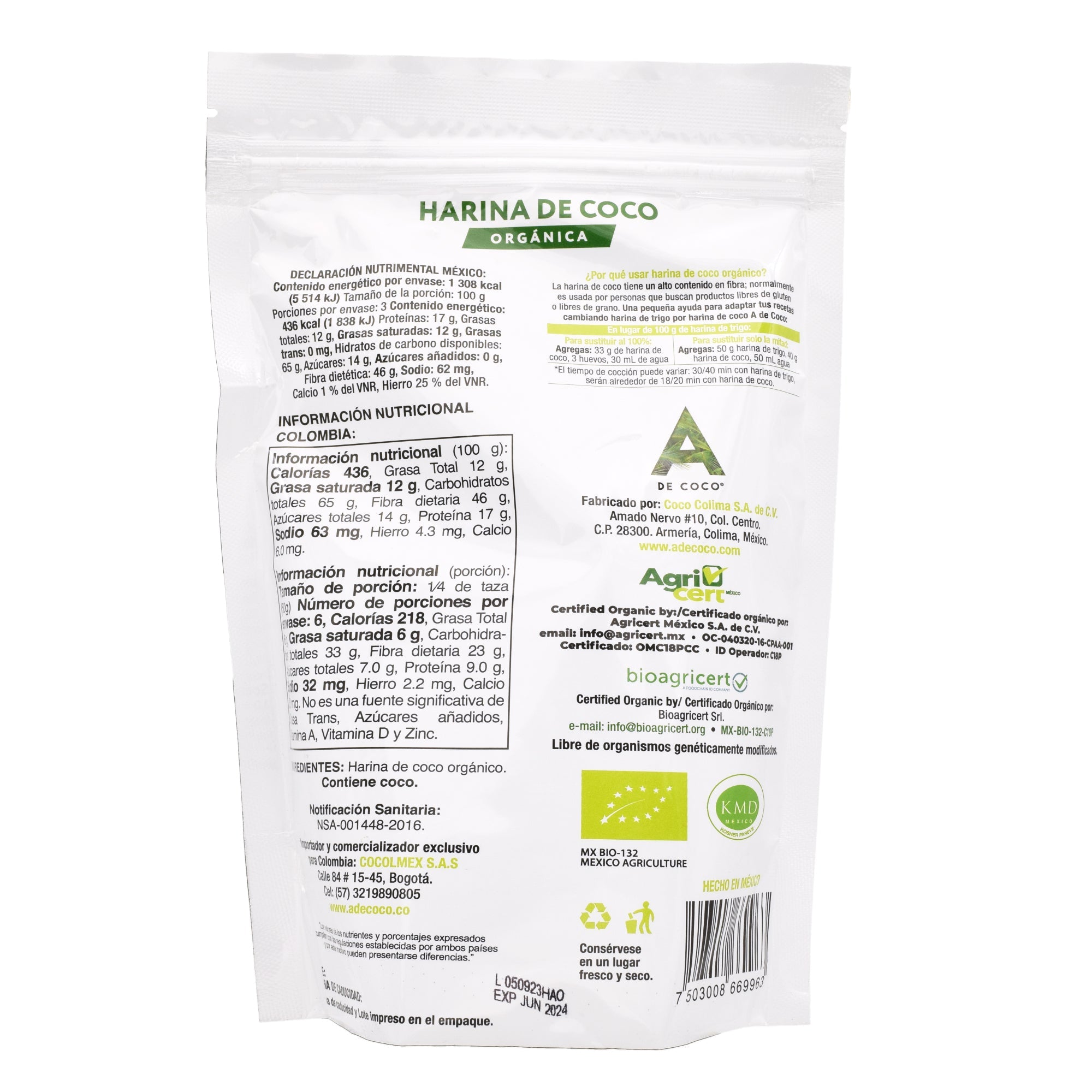 Harina De Coco Organica 300 G