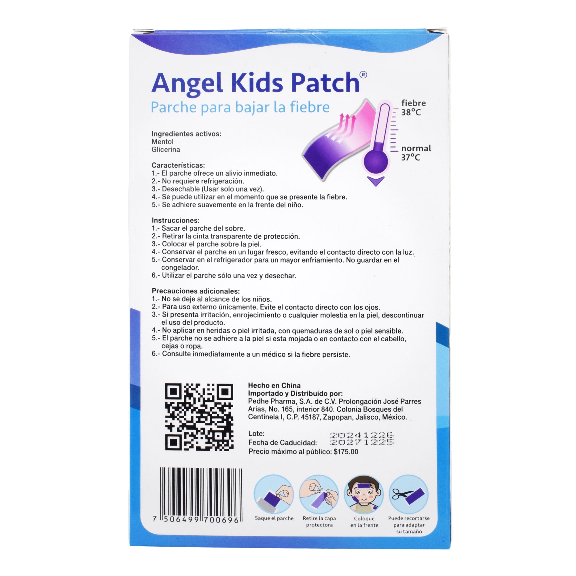 Parche Para Bajar La Fiebre Kids 4 Pzas