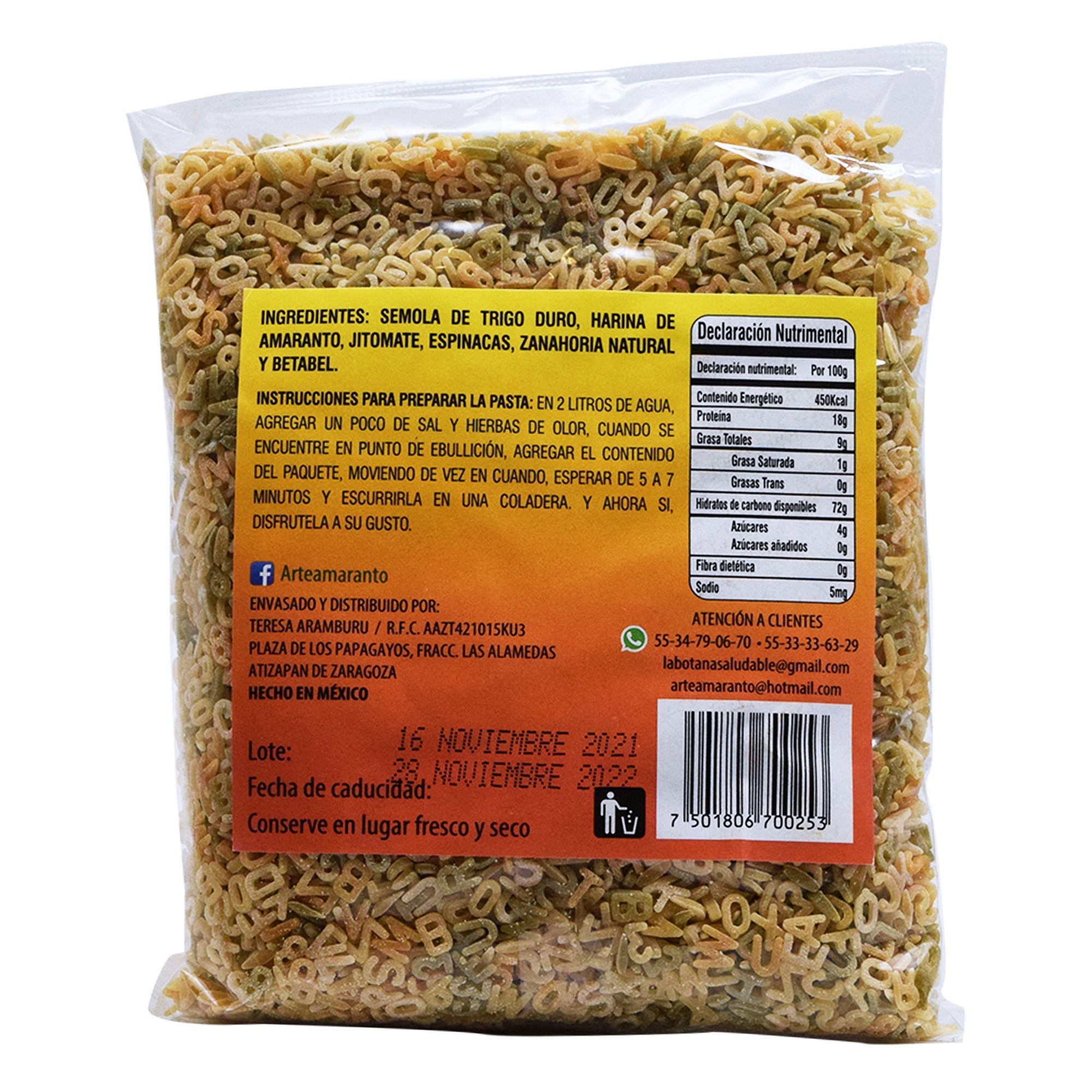 Pasta Integral Letra 200 G