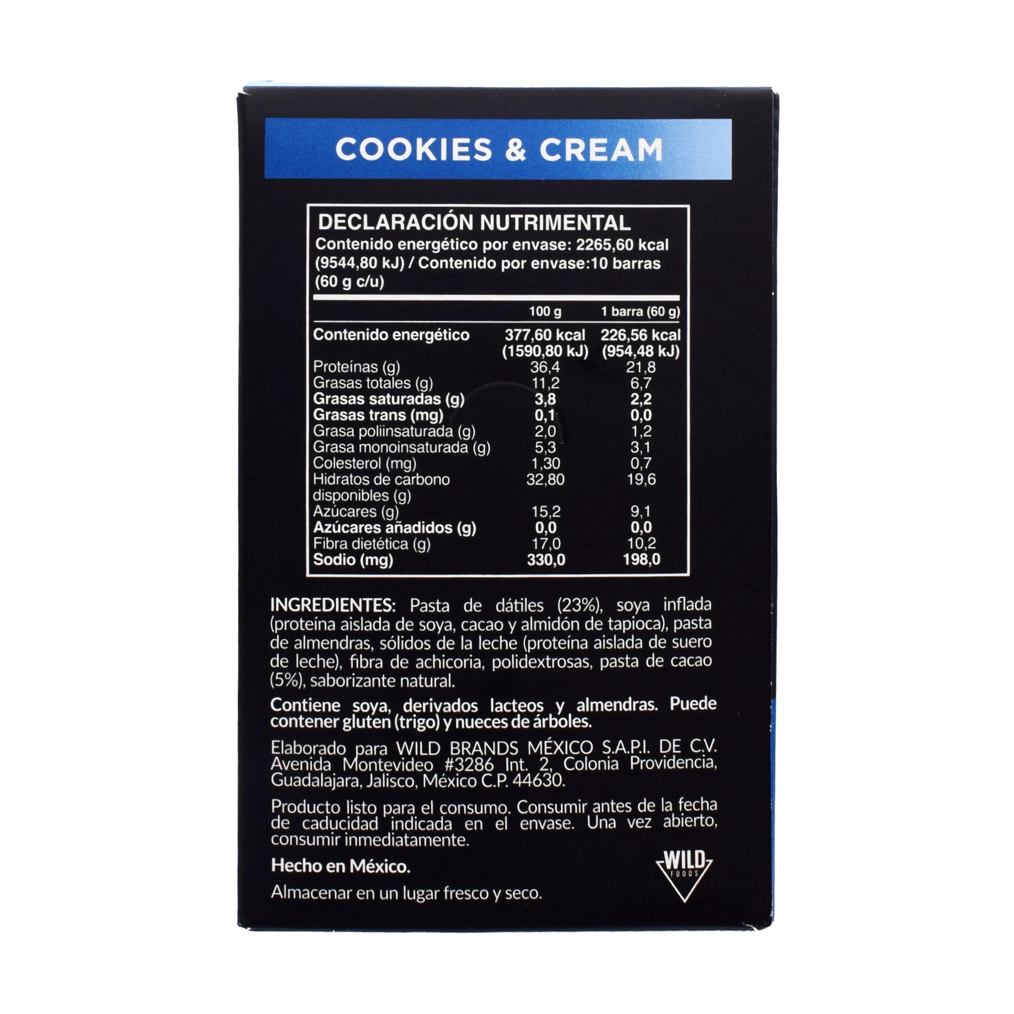 Barra Proteina De Soya Y Leche Galletas Con Crema 10 Barras 60 G C/u (PAQUETE 10)