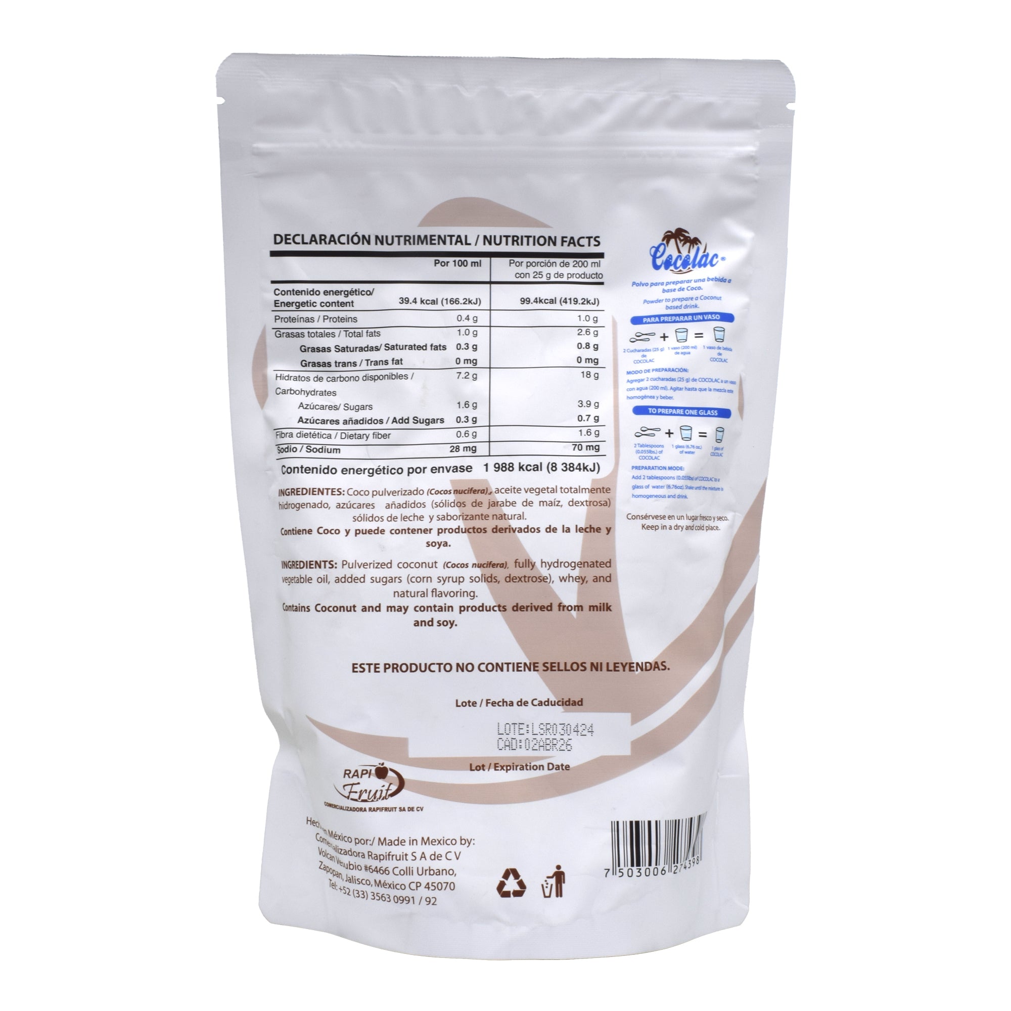 Bebida De Coco 500 G