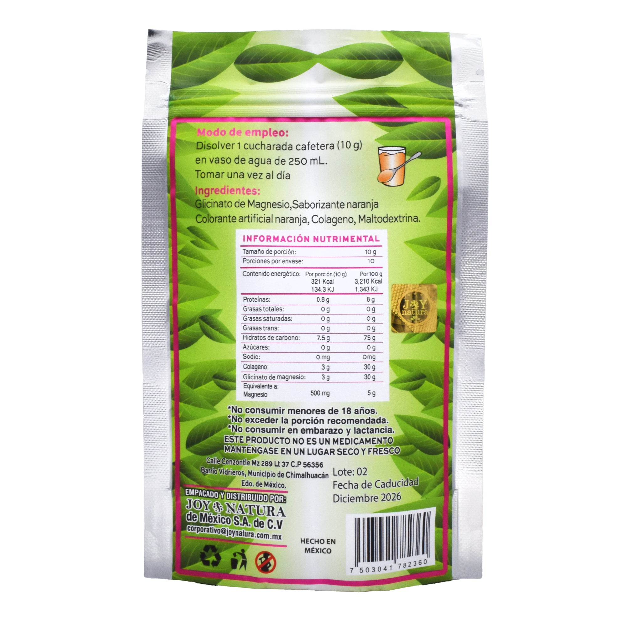 Glicinato De Magnesio Sab Naranja 100 G