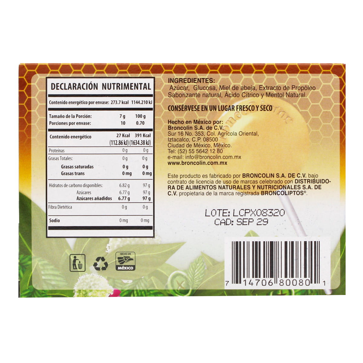 Paleta Miel Y Propoleo 70 G