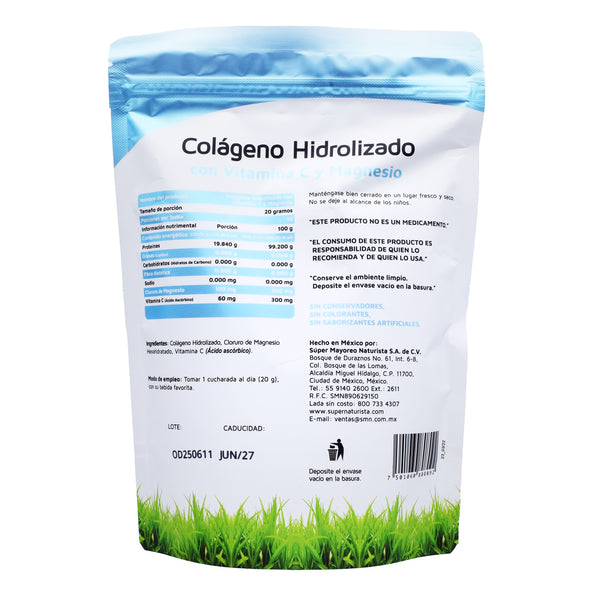 Colageno Hidrolizado Puro Con Vitamina C Y Magnesio 300 G