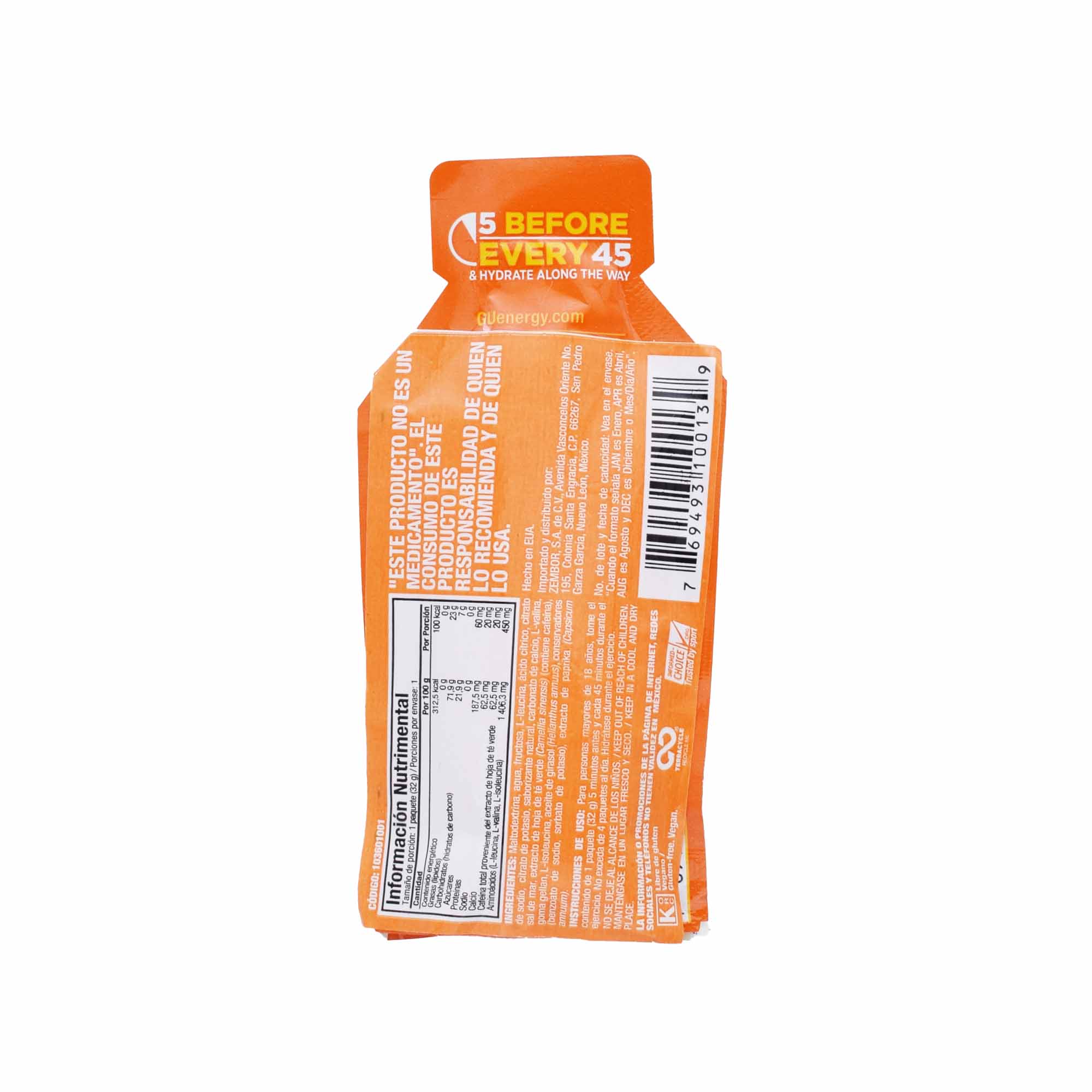 Gel Gu Energy  Sabor Naranja 32 G