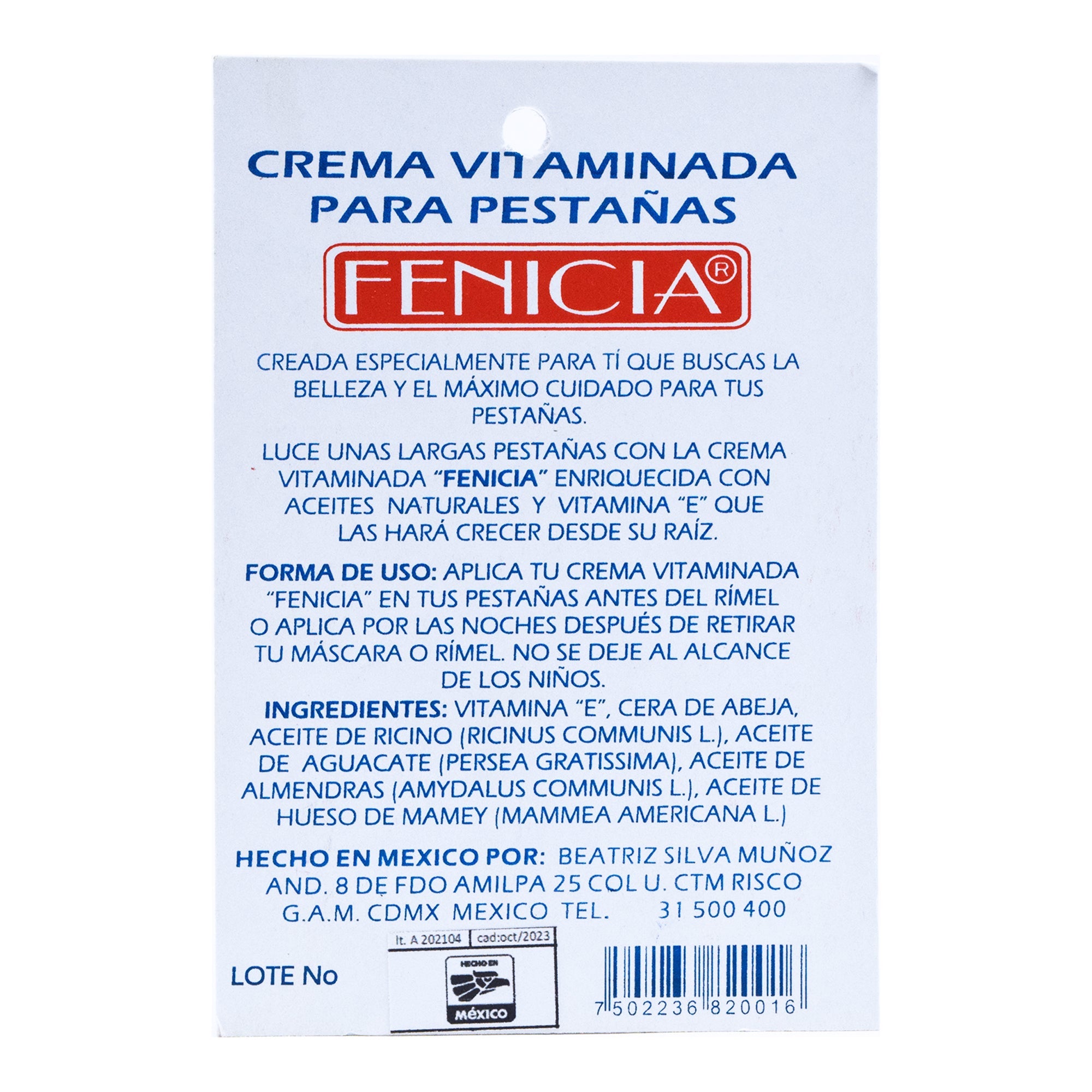 Crema Vitaminada Para Pestaí±as 14 G