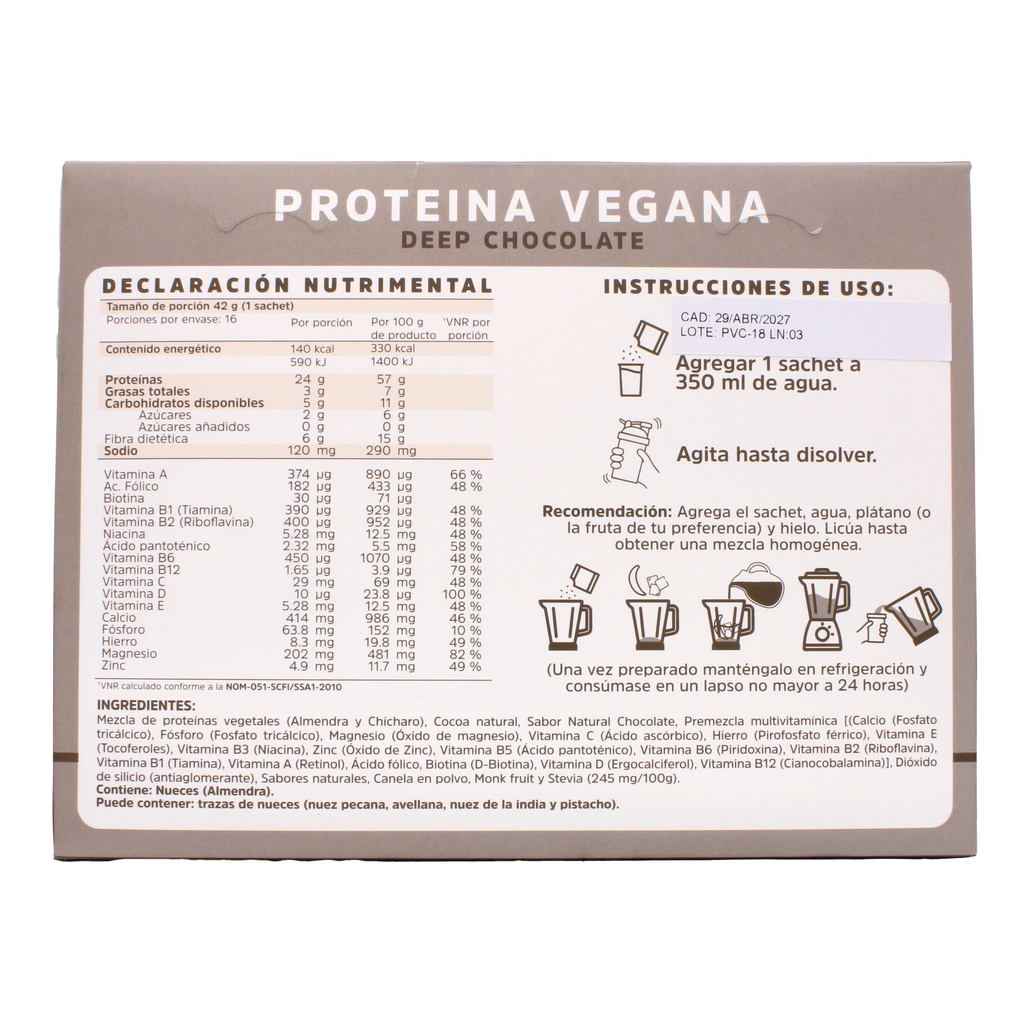 Proteina Vegana Deep Chocolate 42 G (PAQUETE 16)