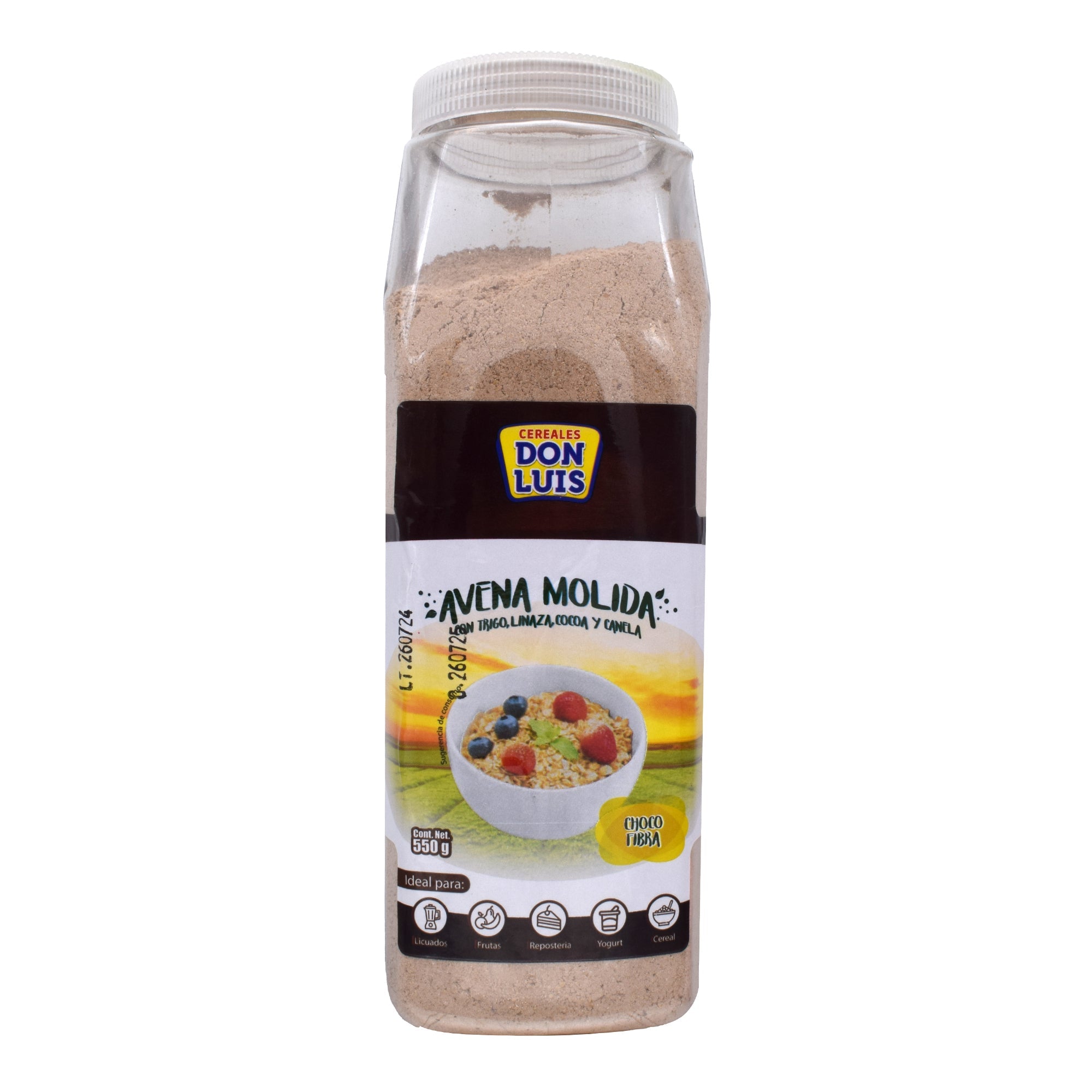 Avena Molida Con Trigo Linaza Cocoa Y Canela 550 G