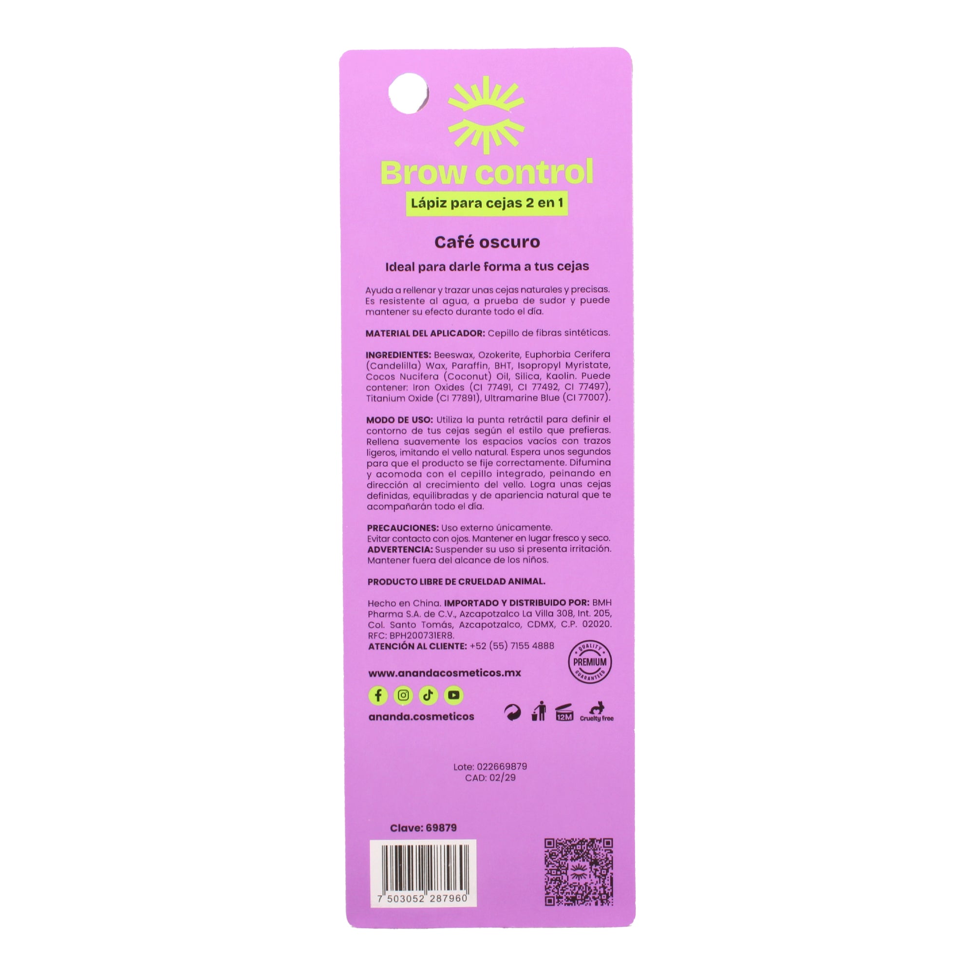 Lapiz Para Cejas 2 En 1 Café Oscuro 0.3 G