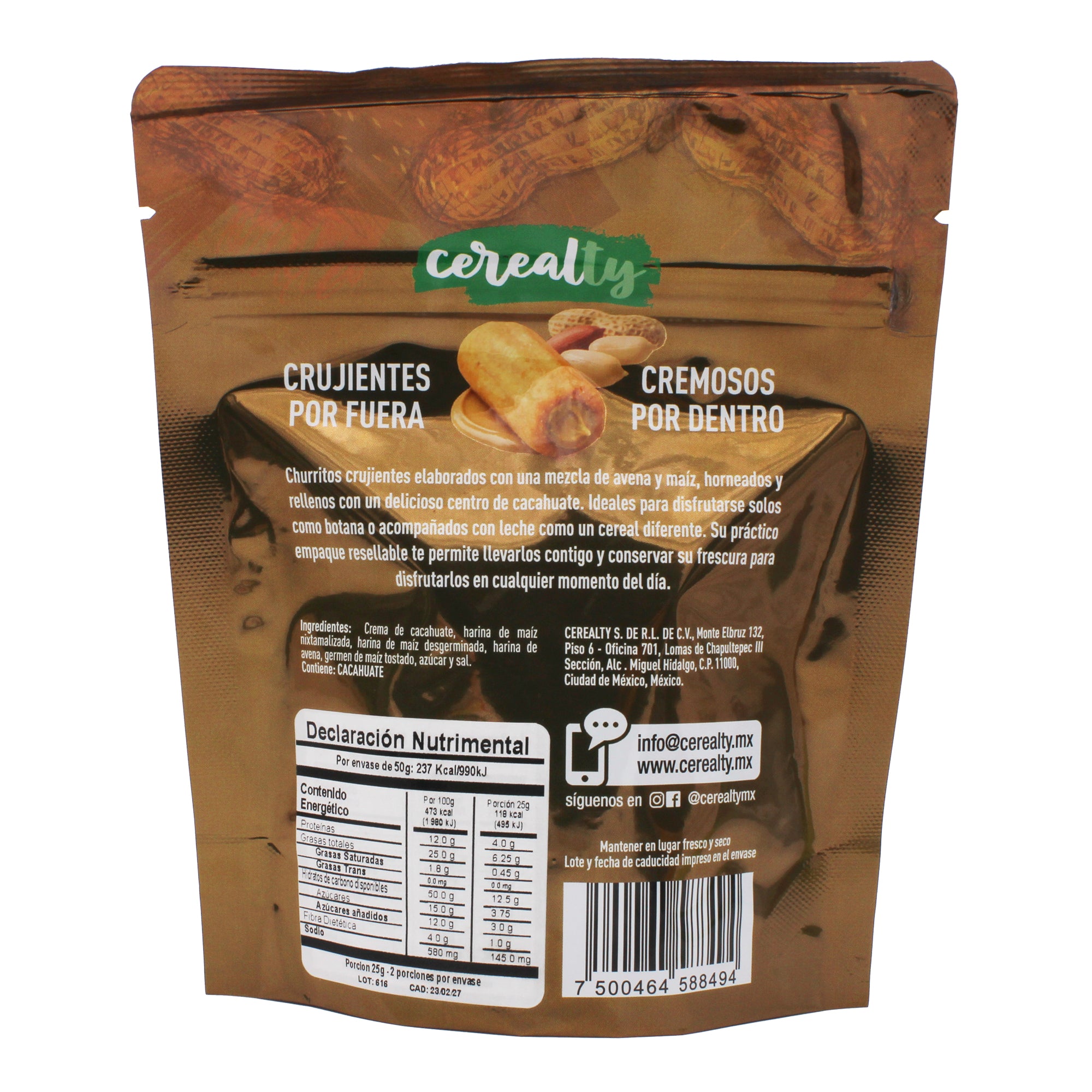 Churritos Rellenos De Crema De Cacahuate 50 G