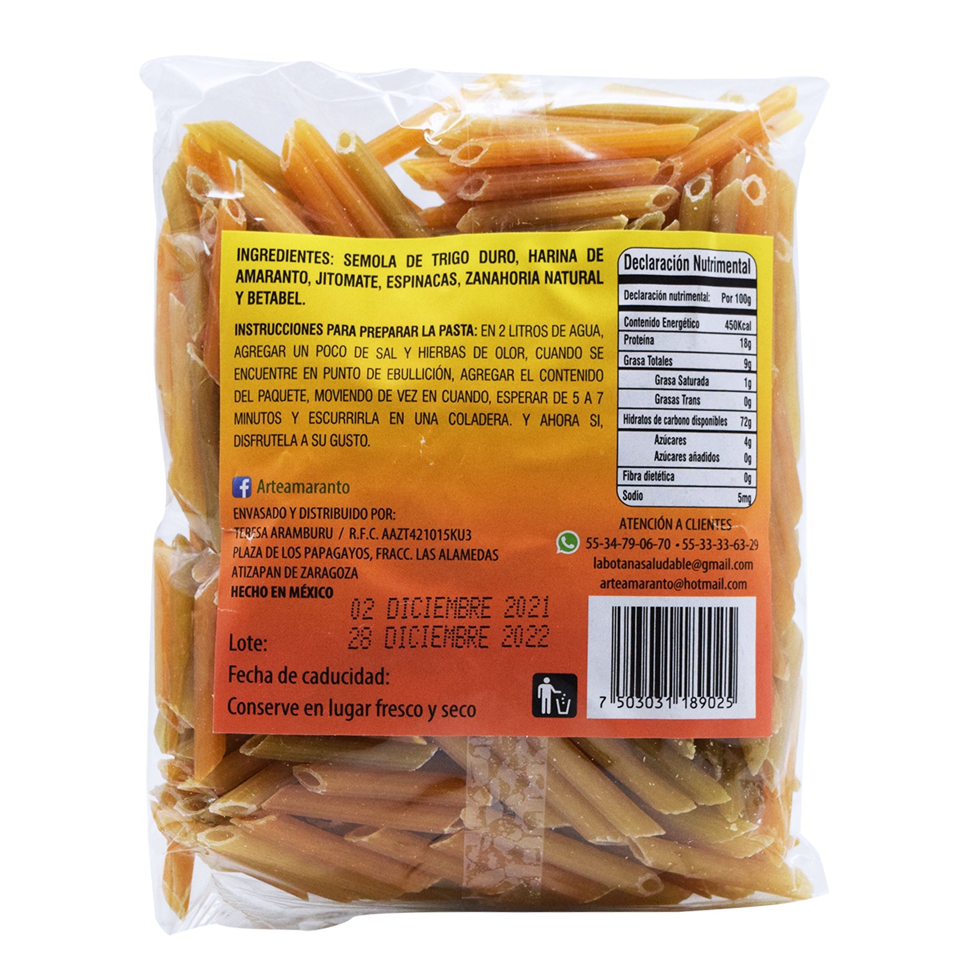 Pasta Integral Con Verdura Pluma 200 G