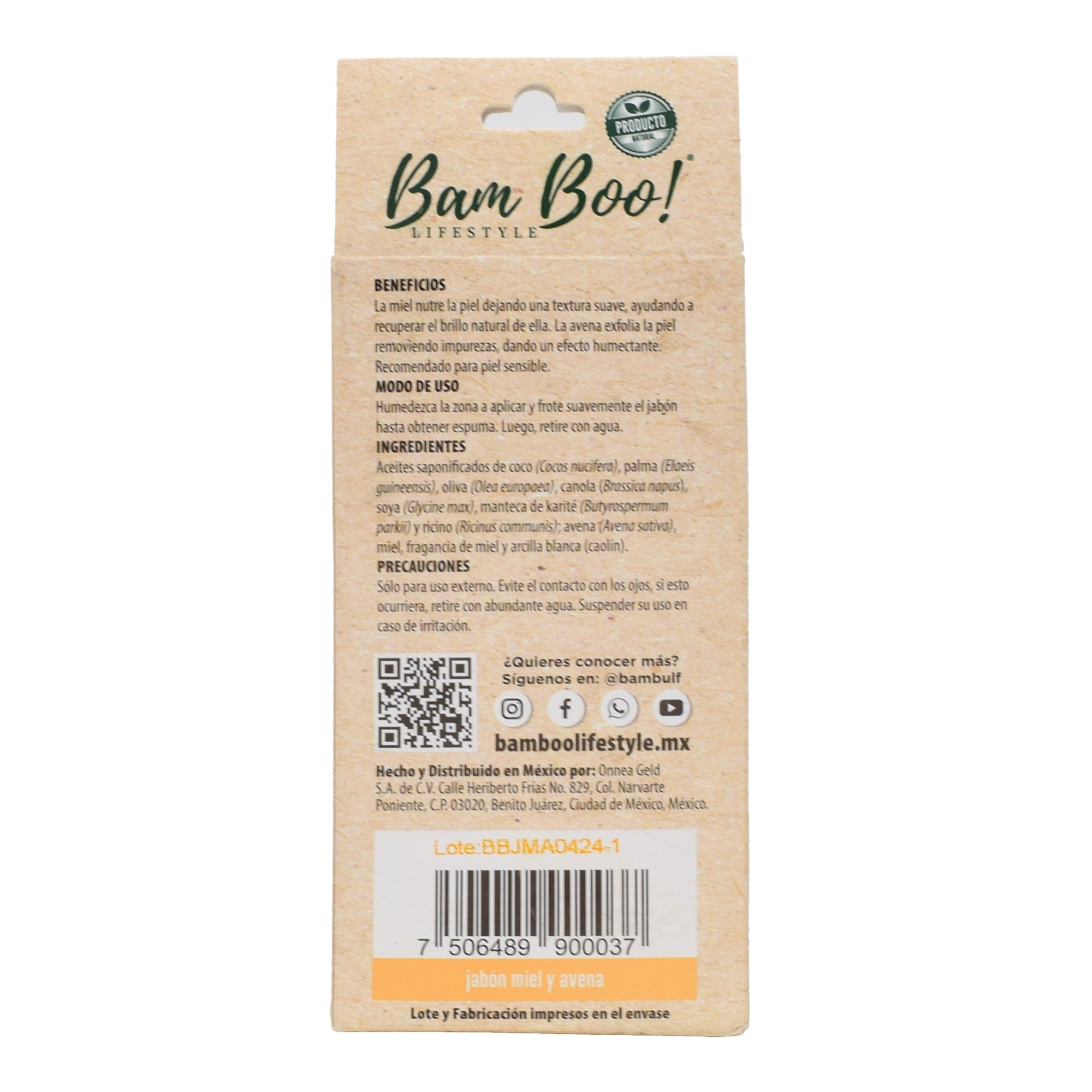 Jabon Miel Y Avena 100 G