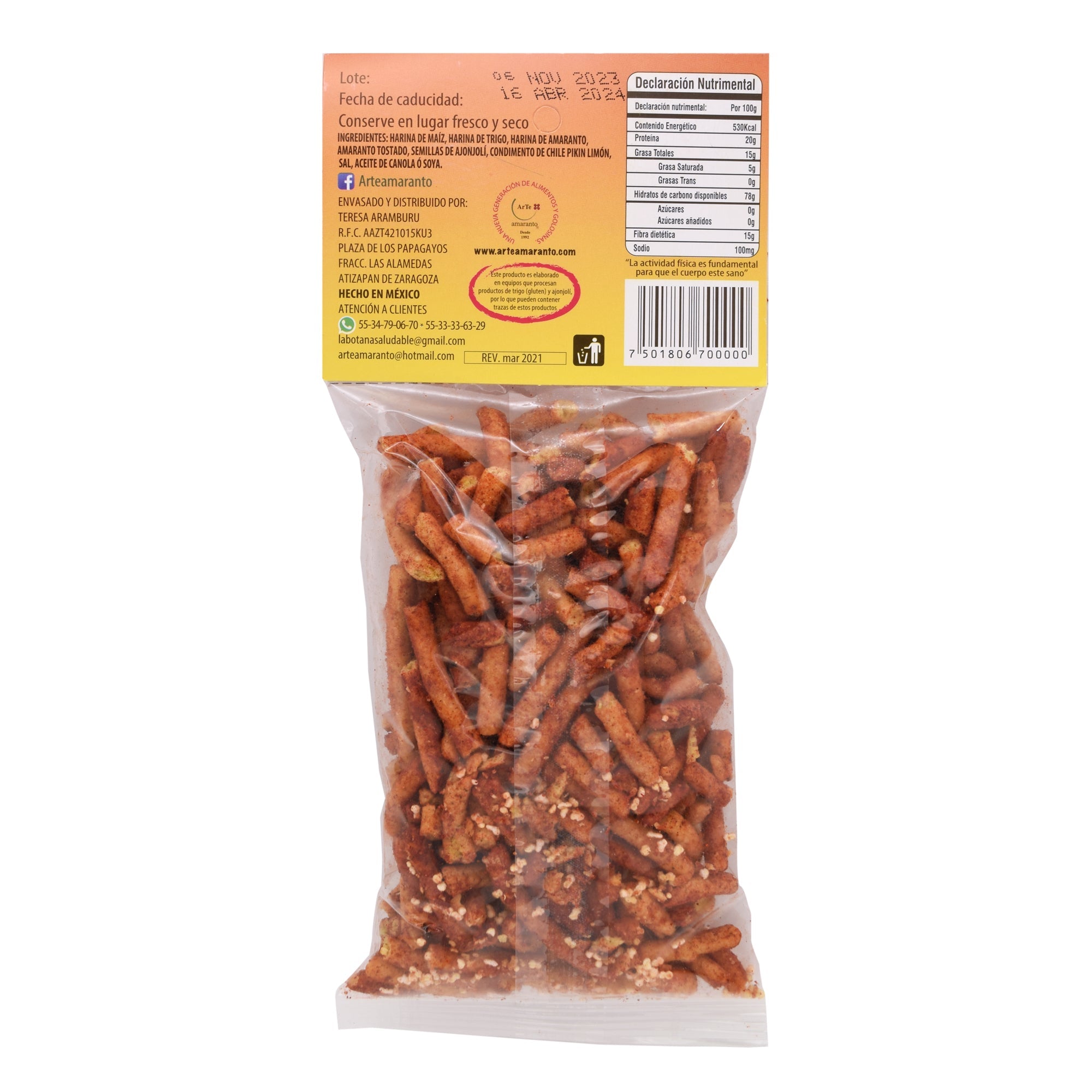 Churritos De Amaranto Chile 100 G (Caja 10)