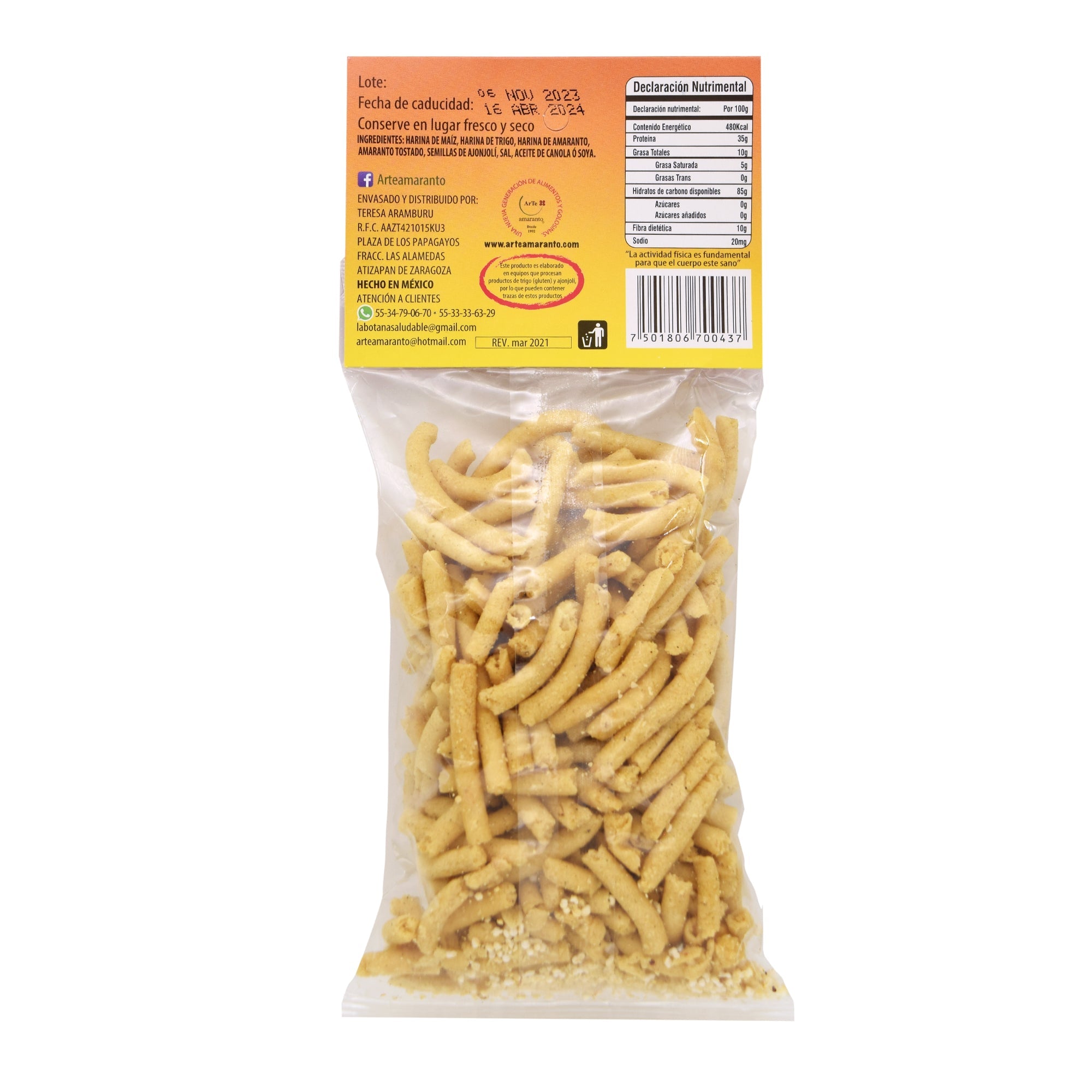 Churritos De Amaranto Nat 100 G (Caja 10)