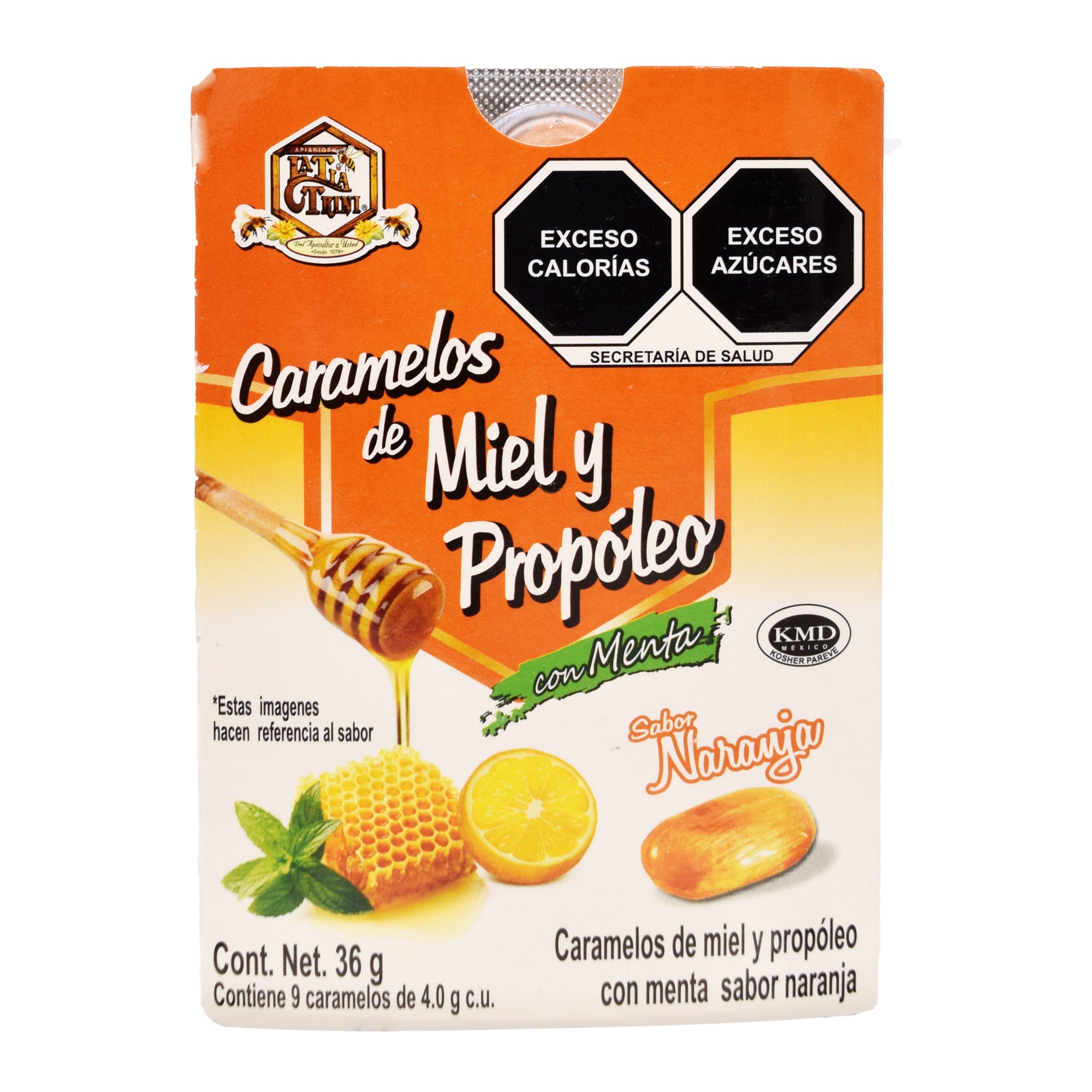 Caramelo De Propoleo Sabor Naranja 36 G (Paquete 12)