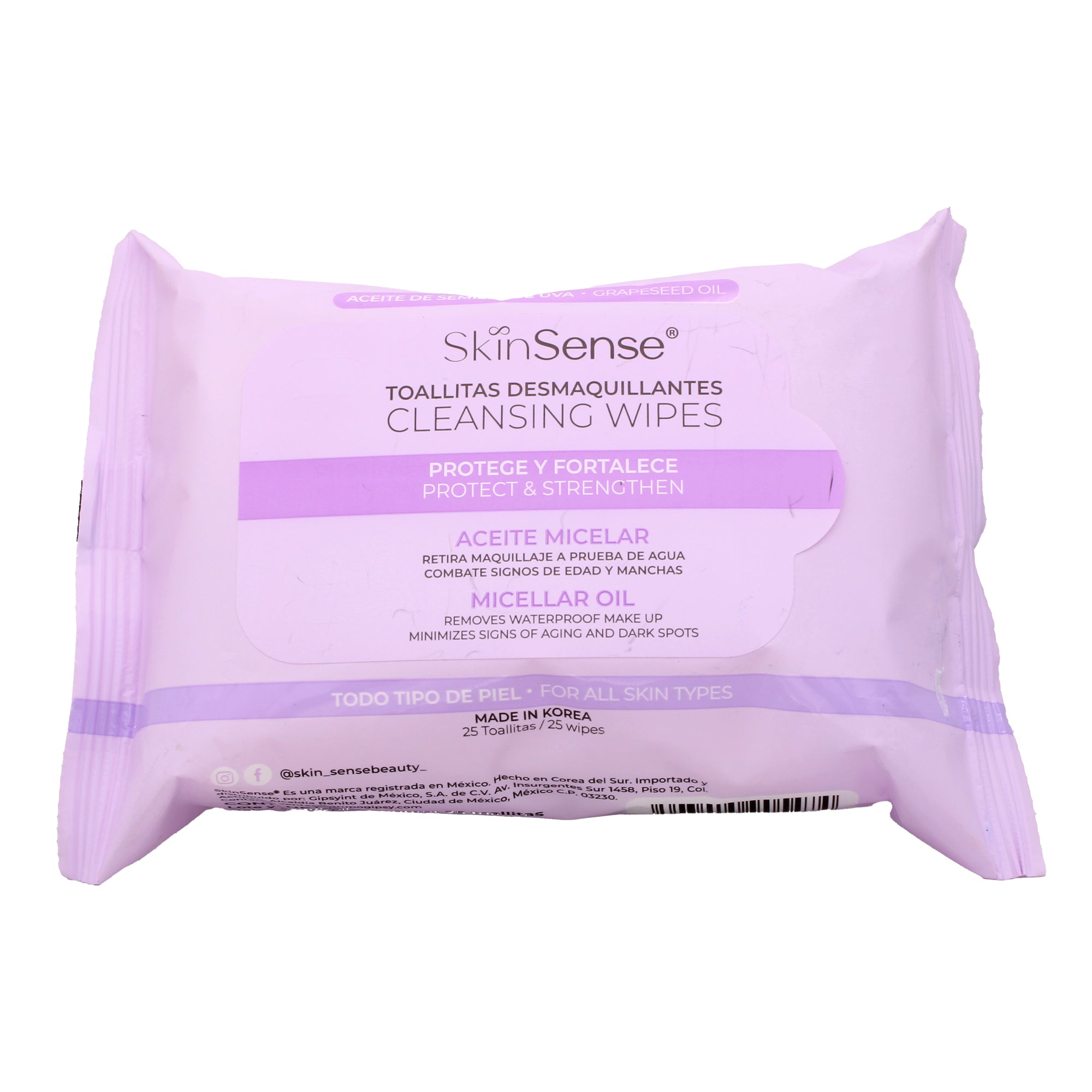 Toallitas Desmaquillantes Aceite Semilla De Uva 25 Pzas