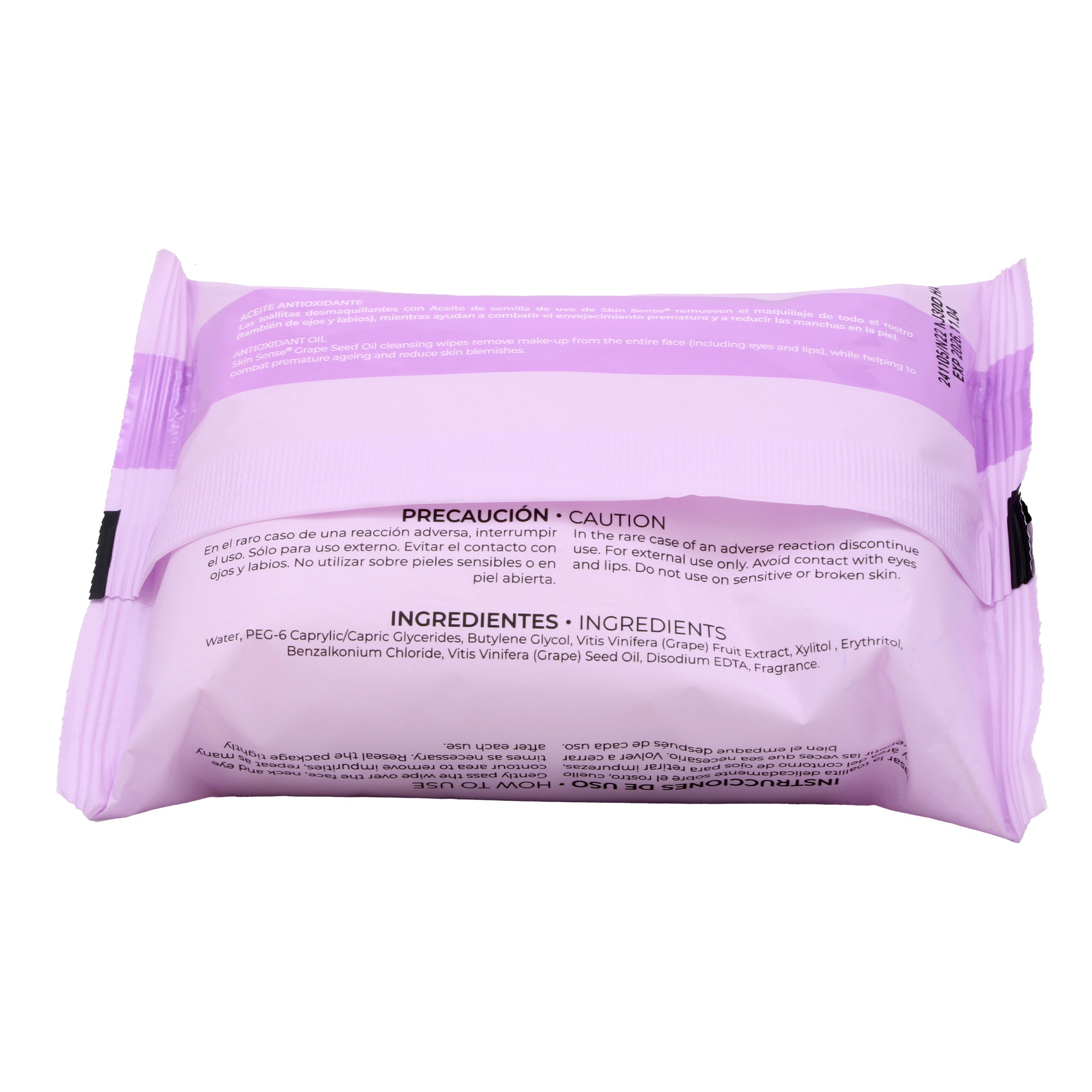 Toallitas Desmaquillantes Aceite Semilla De Uva 25 Pzas