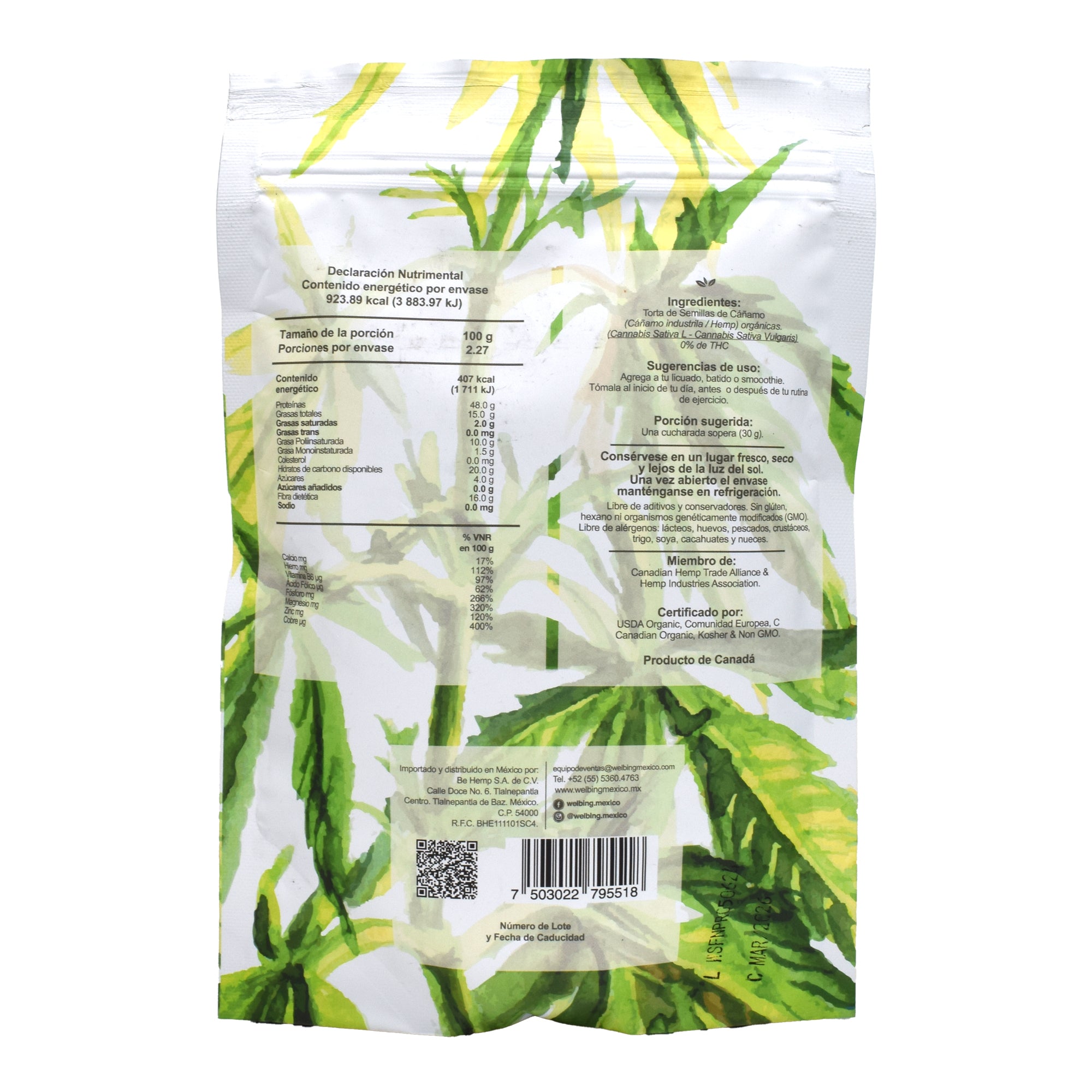 Proteina De Hemp Al 50 % Organica 227 G