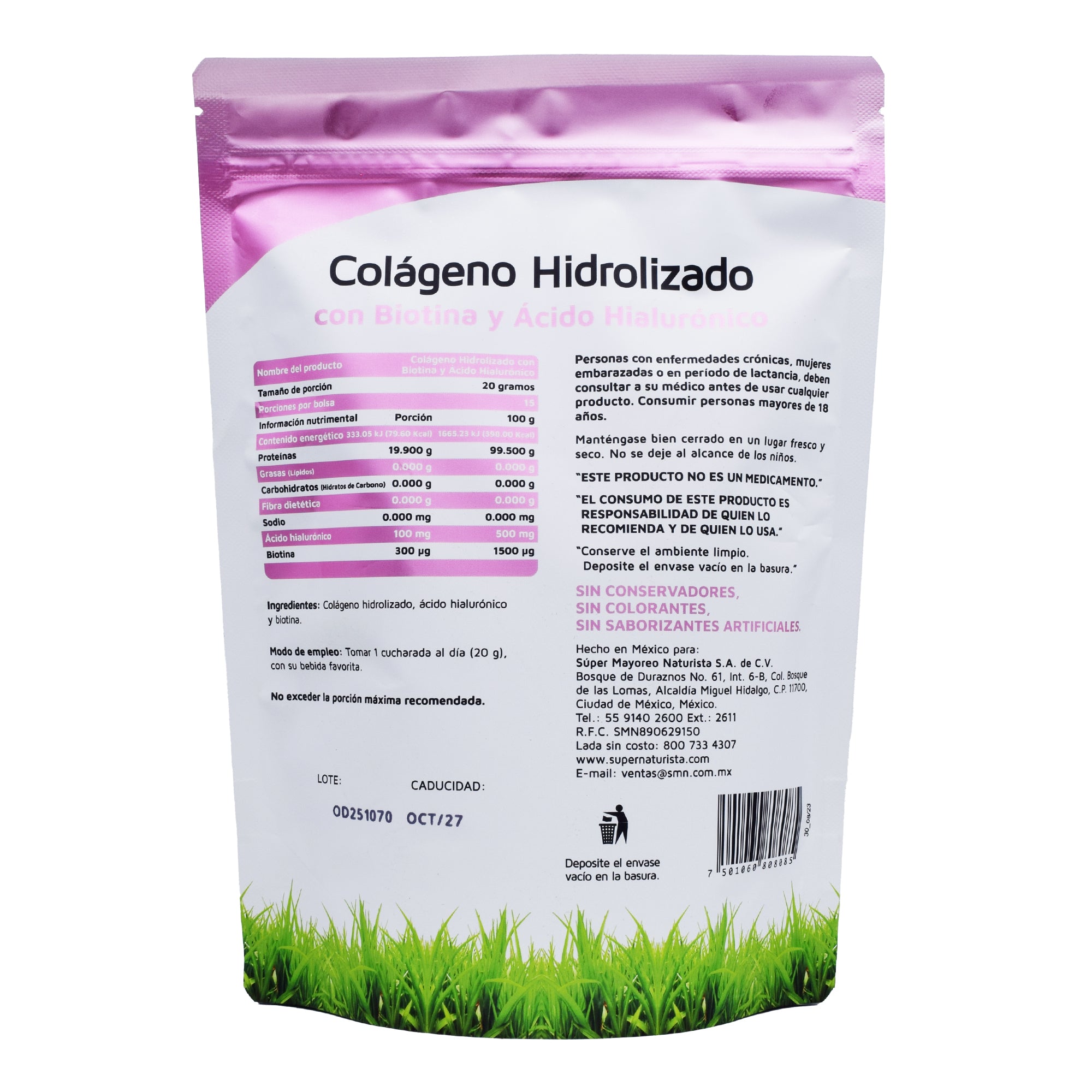 Colageno Hidrolizado Puro Con Biotina Y Acido Hialuronico 300 G