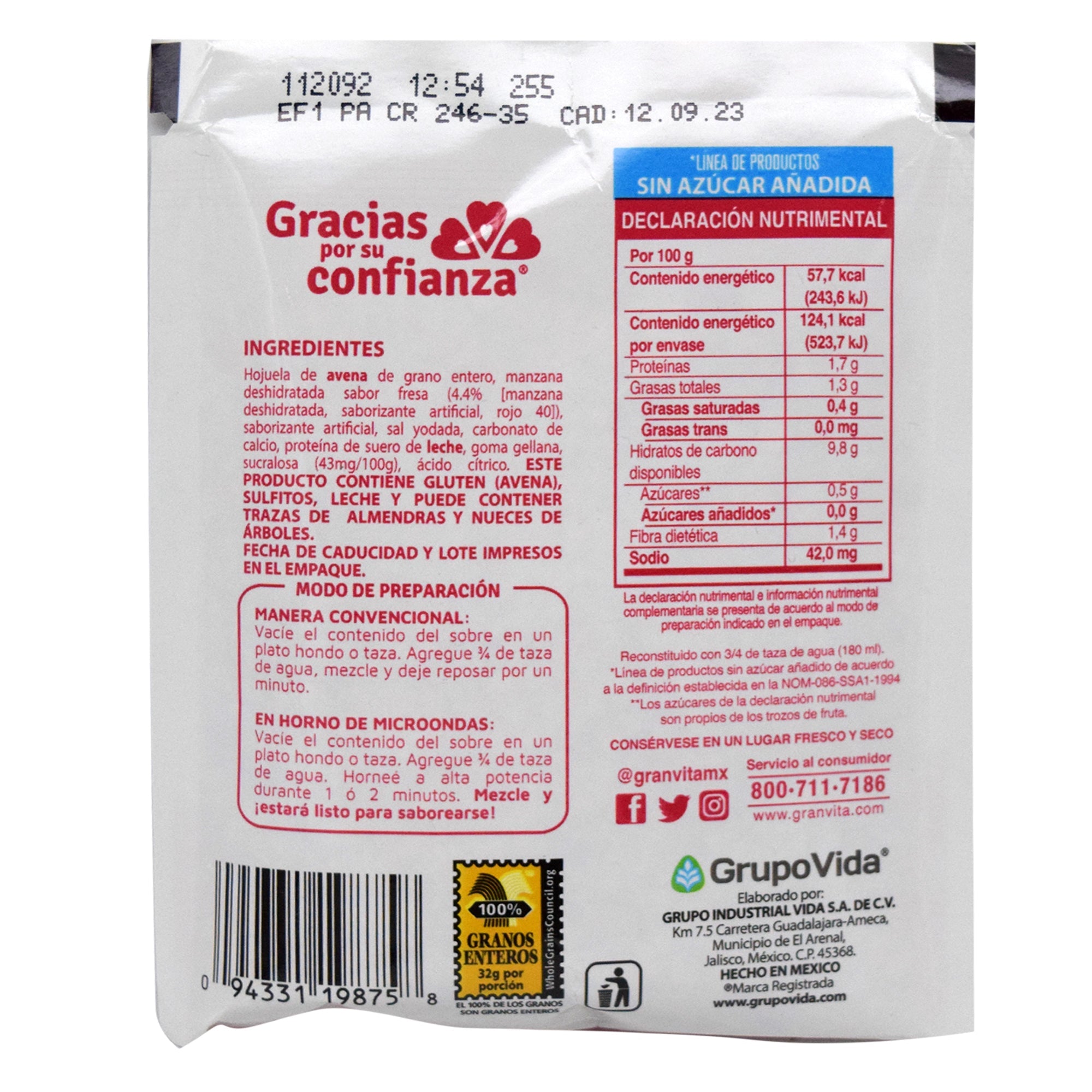 Avena Instantanea Fresas 35 G