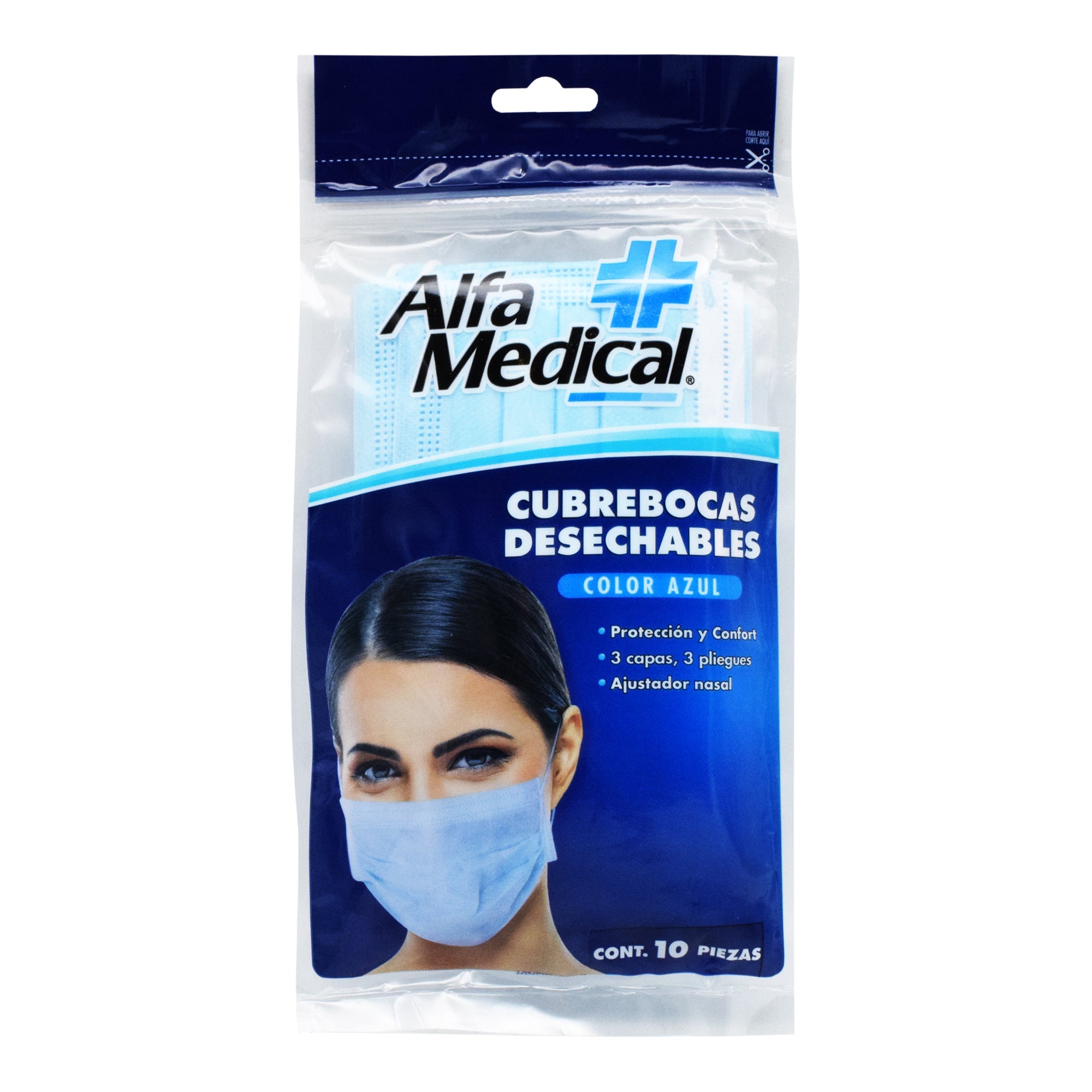 Cubrebocas Desechable Azul 10 Pza